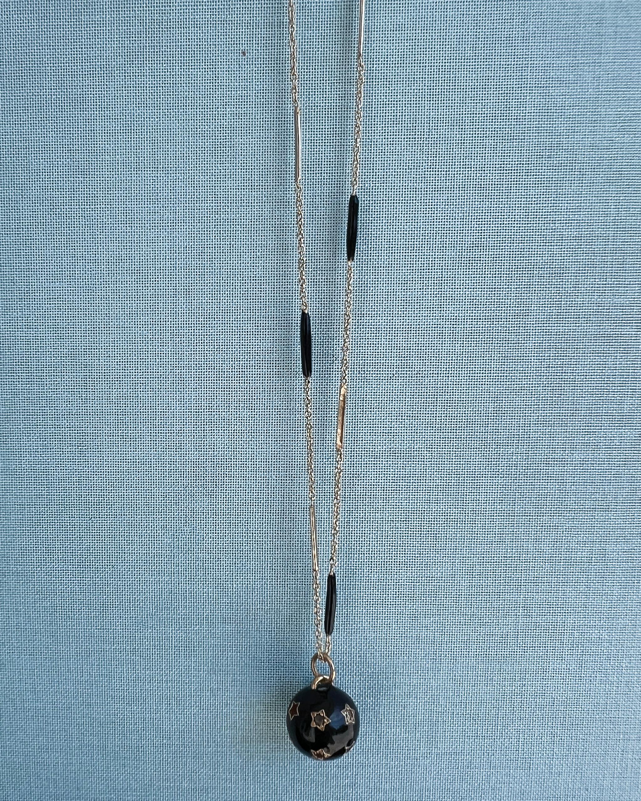 Sternkugel-Halskette Diamant-Emaille im Angebot 4