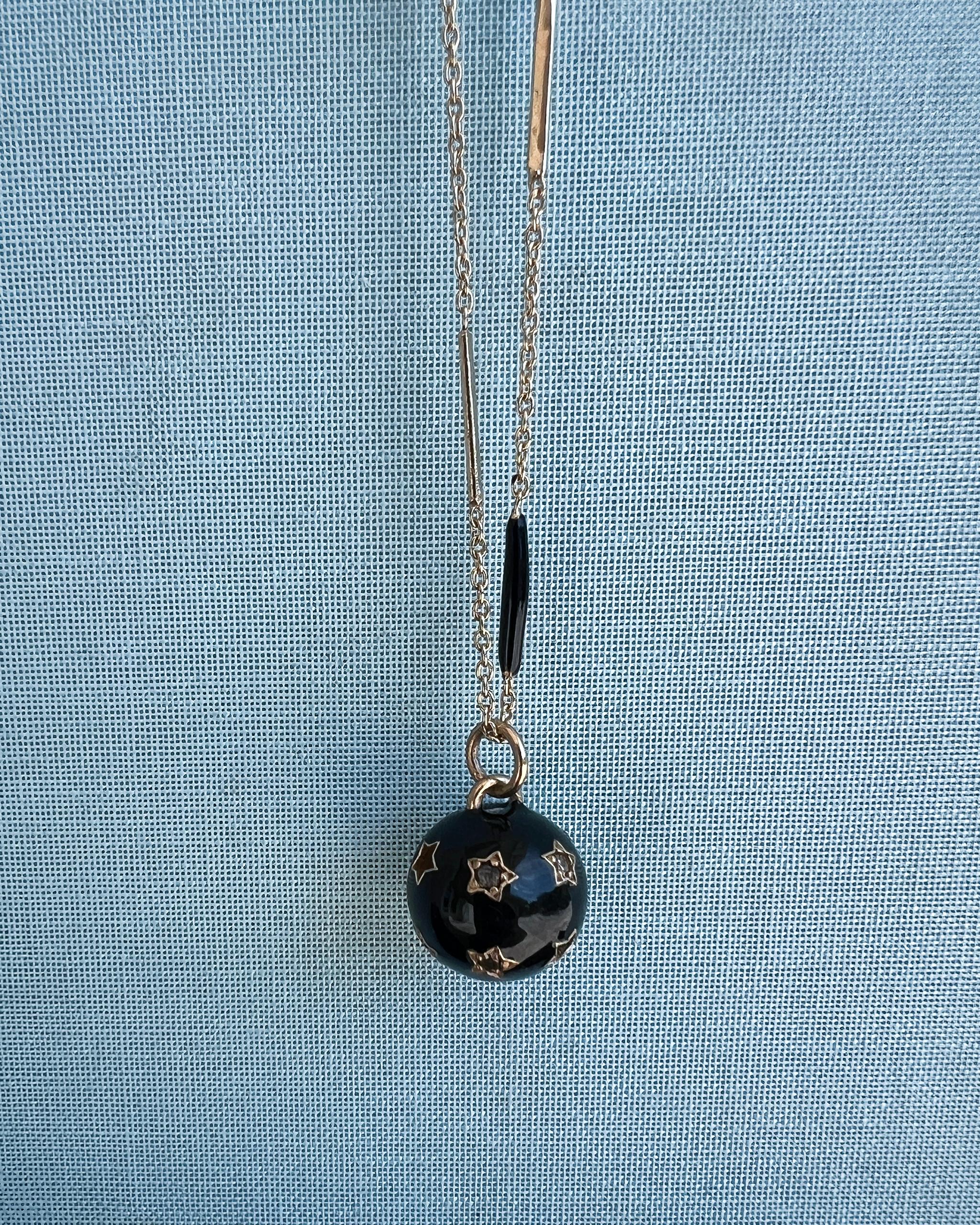 Sternkugel-Halskette Diamant-Emaille im Angebot 5