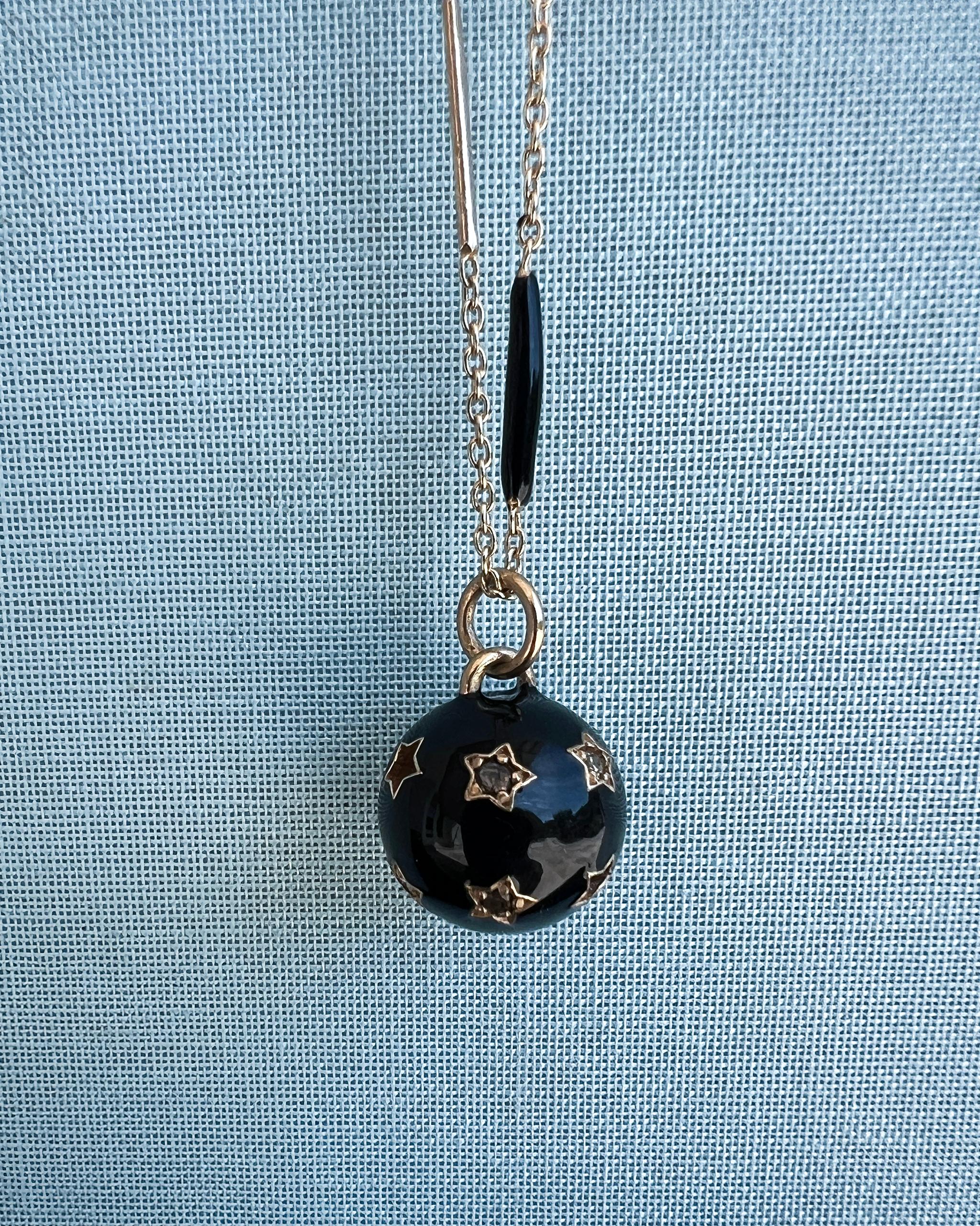 Sternkugel-Halskette Diamant-Emaille im Angebot 6