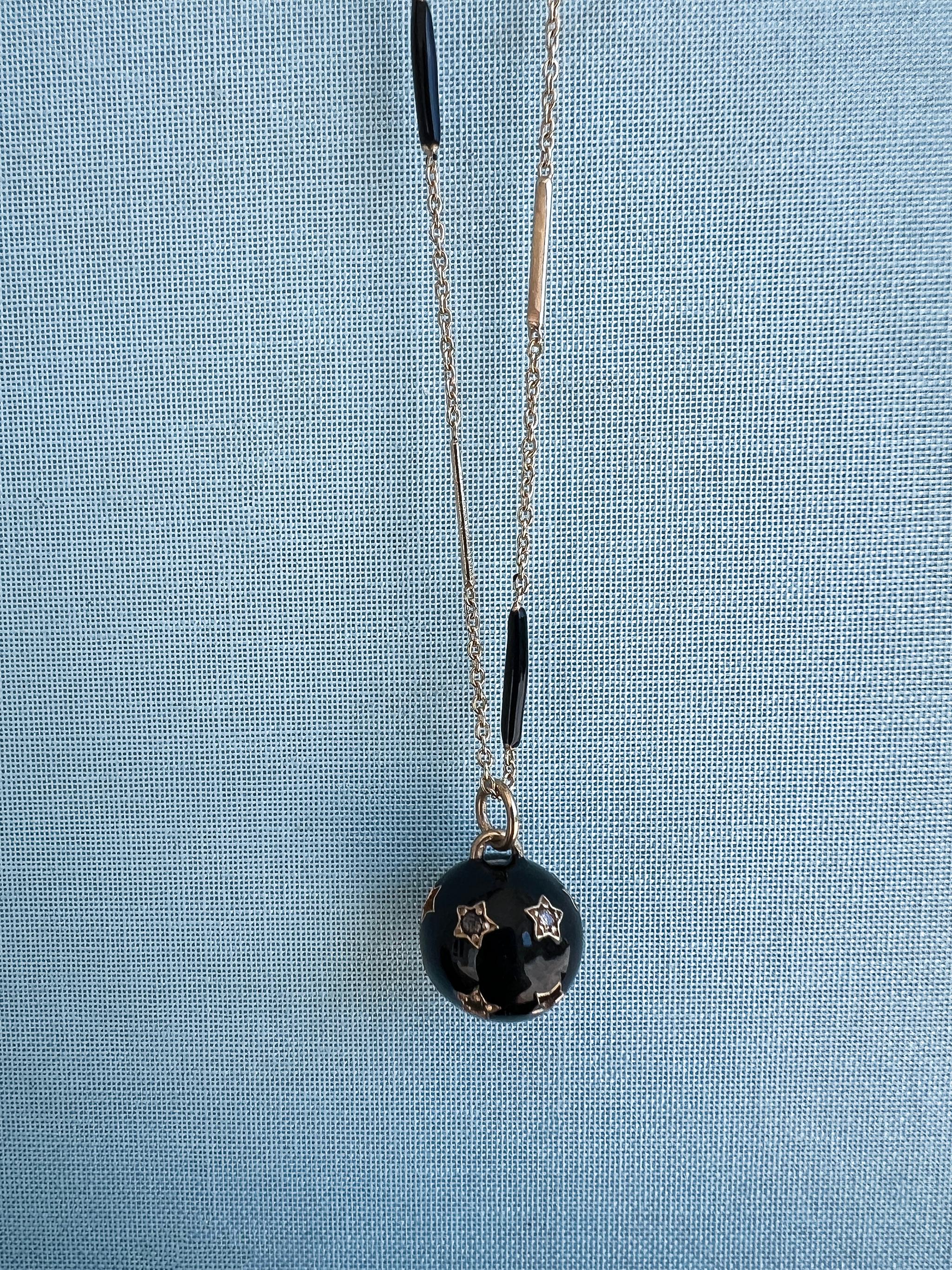 Sternkugel-Halskette Diamant-Emaille im Angebot 9