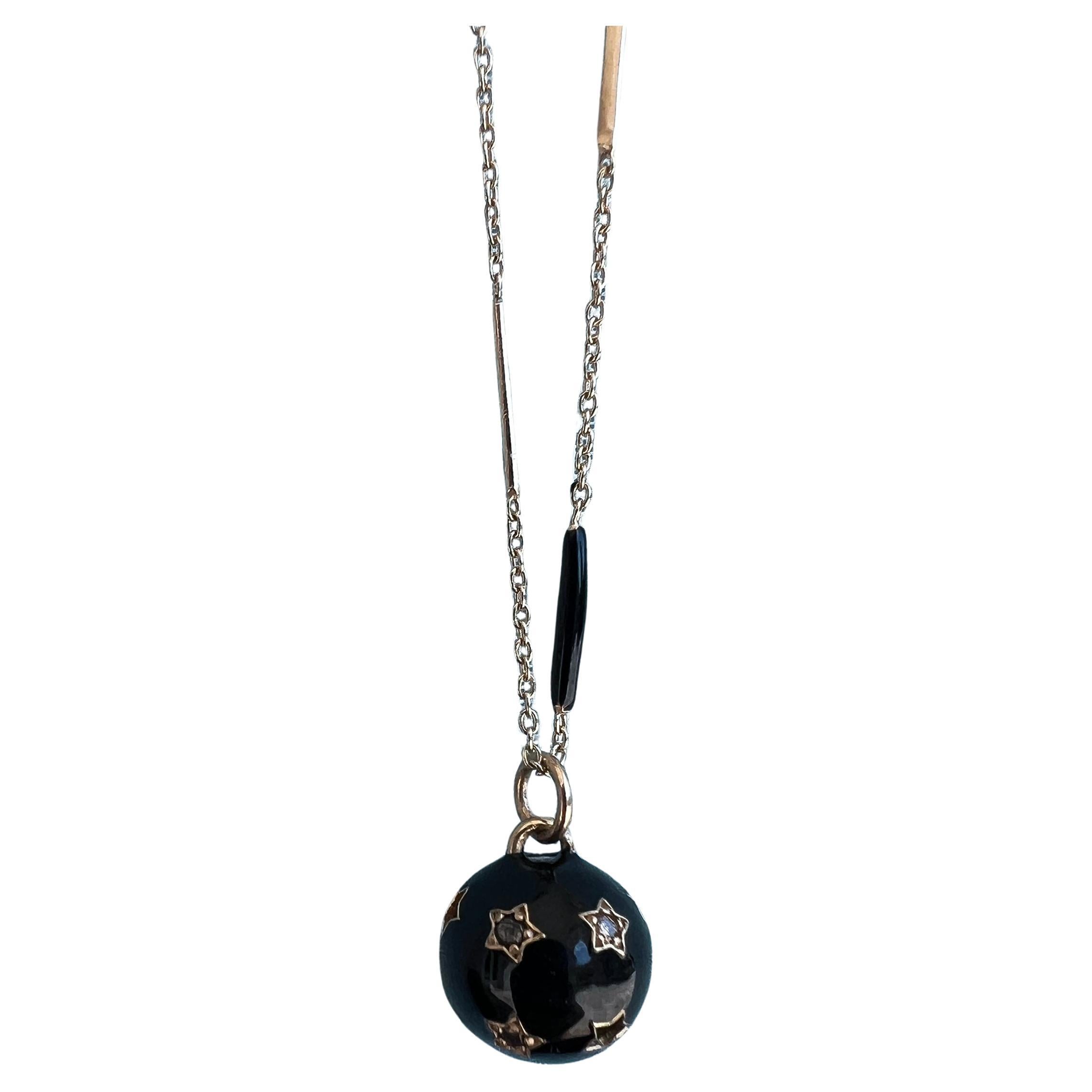 Sternkugel-Halskette Diamant-Emaille im Angebot