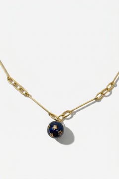 Star Sphere Necklace Midnight Blue Enamel Diamond Gold Plated J Dauphin