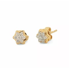 Star Stud Earring 14k Solid Gold Diamond Minimalist Designer Jewelry