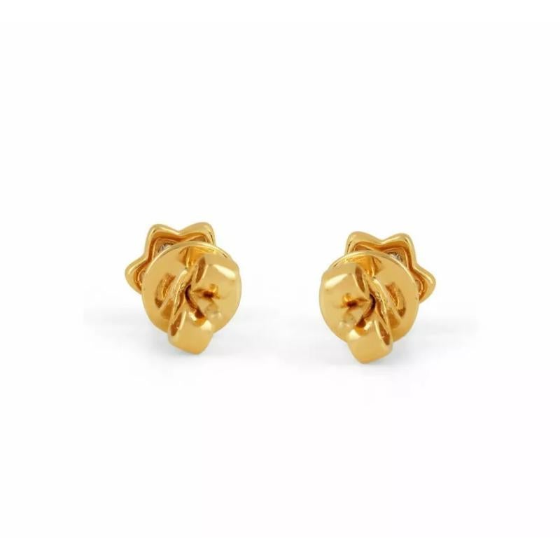Round Cut Star Stud Earring 14k Solid Gold Diamond Minimalist Designer Jewelry For Sale