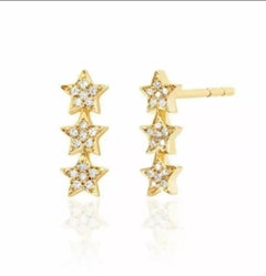 Star Stud Earring 14K Solid Gold Earrings For Women Handmade Gold Earrings.