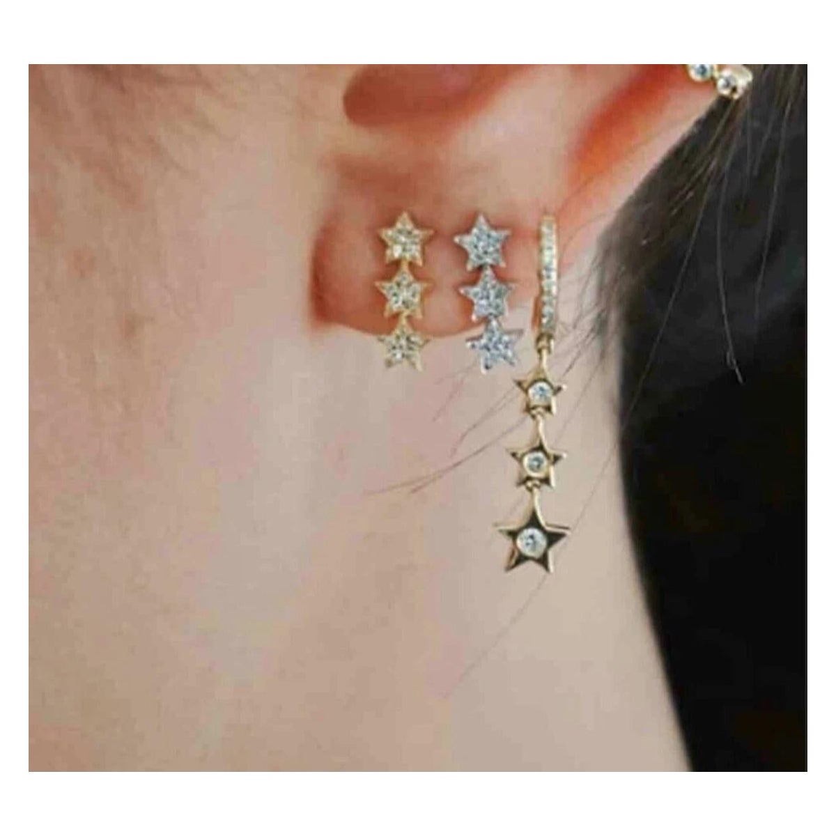 Orecchini a stella in oro massiccio 14K per donne Orecchini d'oro fatti a mano.