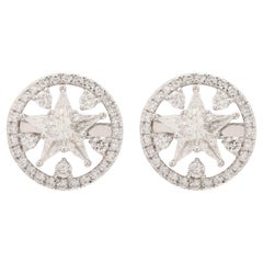 Star Studs & Circle Studs in One Earring , seperate or as one In 18k White Gold