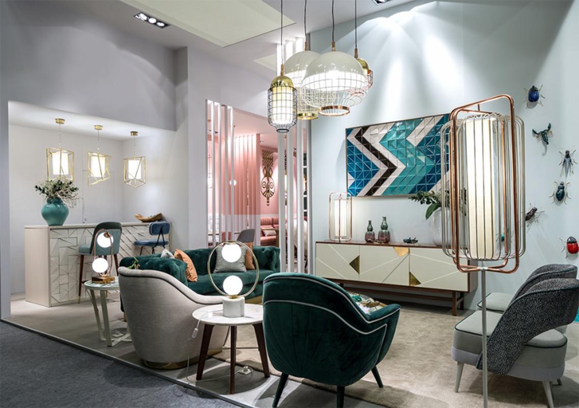 XXI secolo e contemporaneo Lampada a sospensione a stella contemporanea di ispirazione Art Deco con paralume in lino lucido color rame in vendita