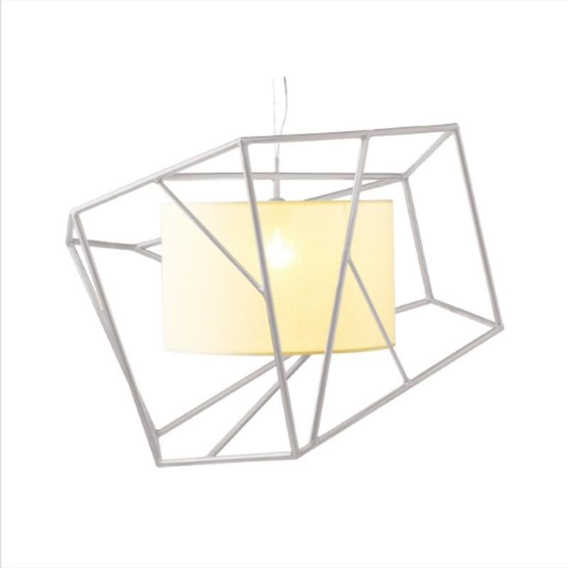 Laccato Lampada a sospensione a stella di ispirazione Art Deco con rivestimento a polvere blu giada e paralume in lino in vendita