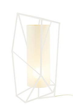 Art Deco Inspired Star Table Lamp Polished Black and Linen Shade