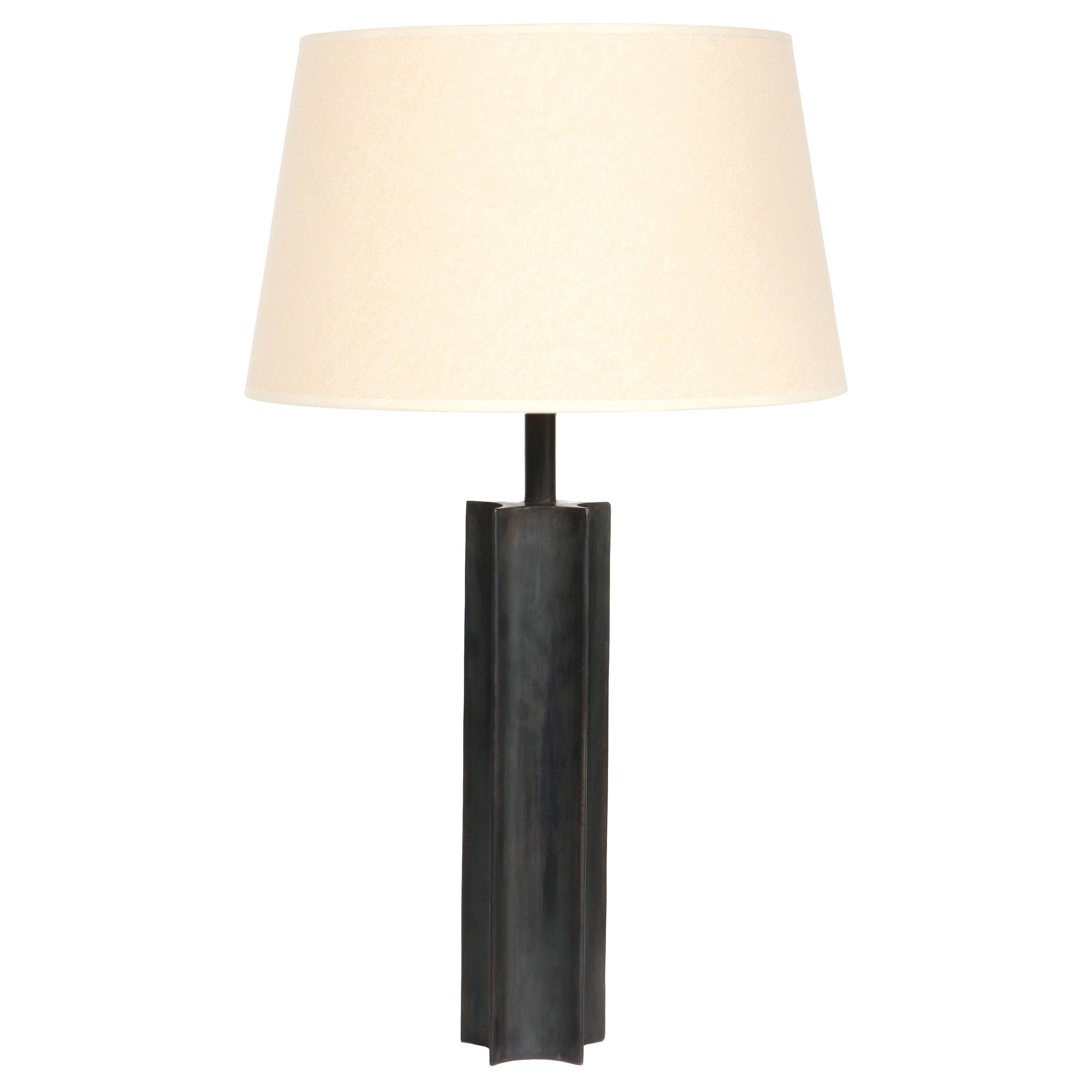 Star Table Lamp in Blackened Steel For Sale