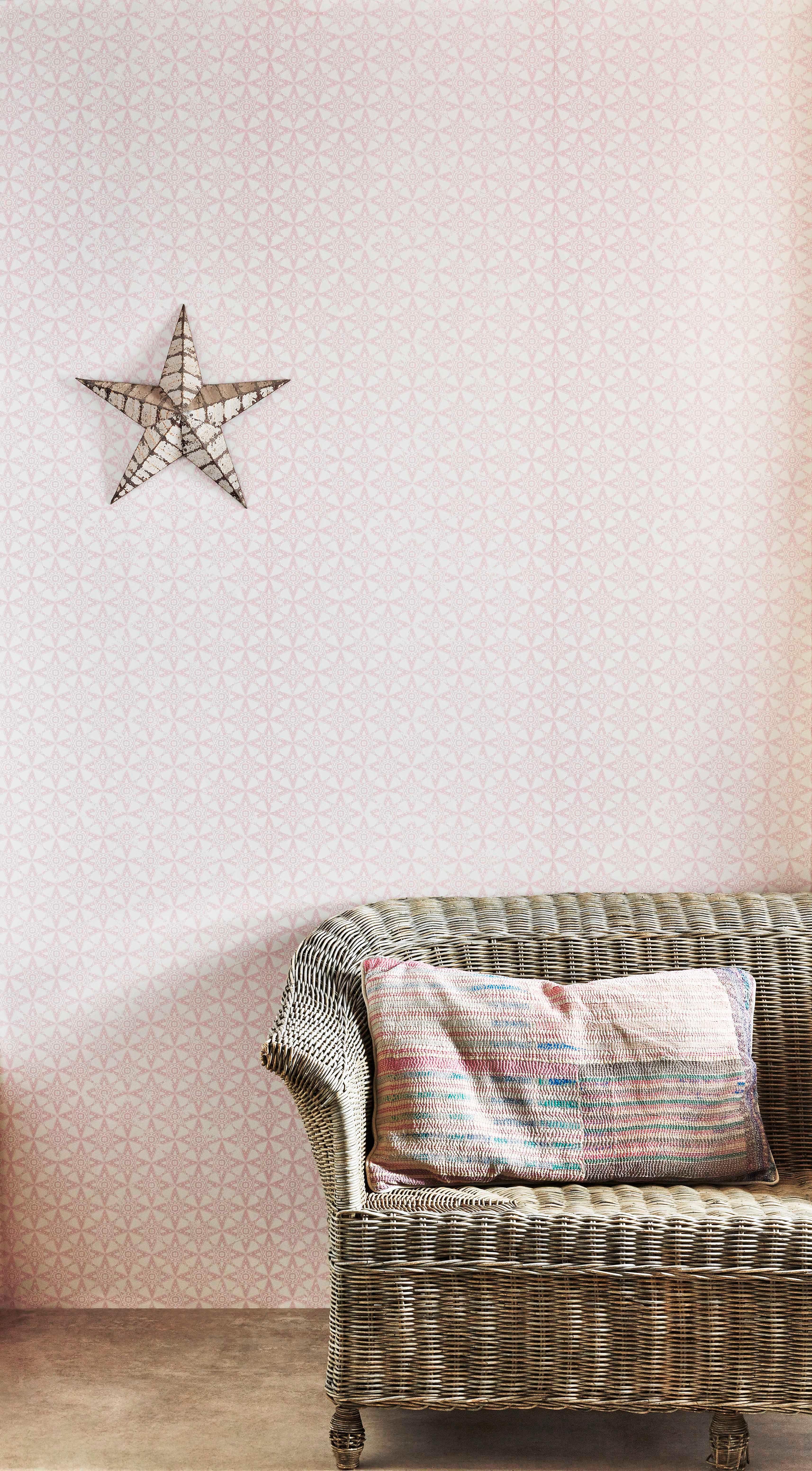 British 'Star Tile' Contemporary, Traditional Wallpaper in Pink For Sale