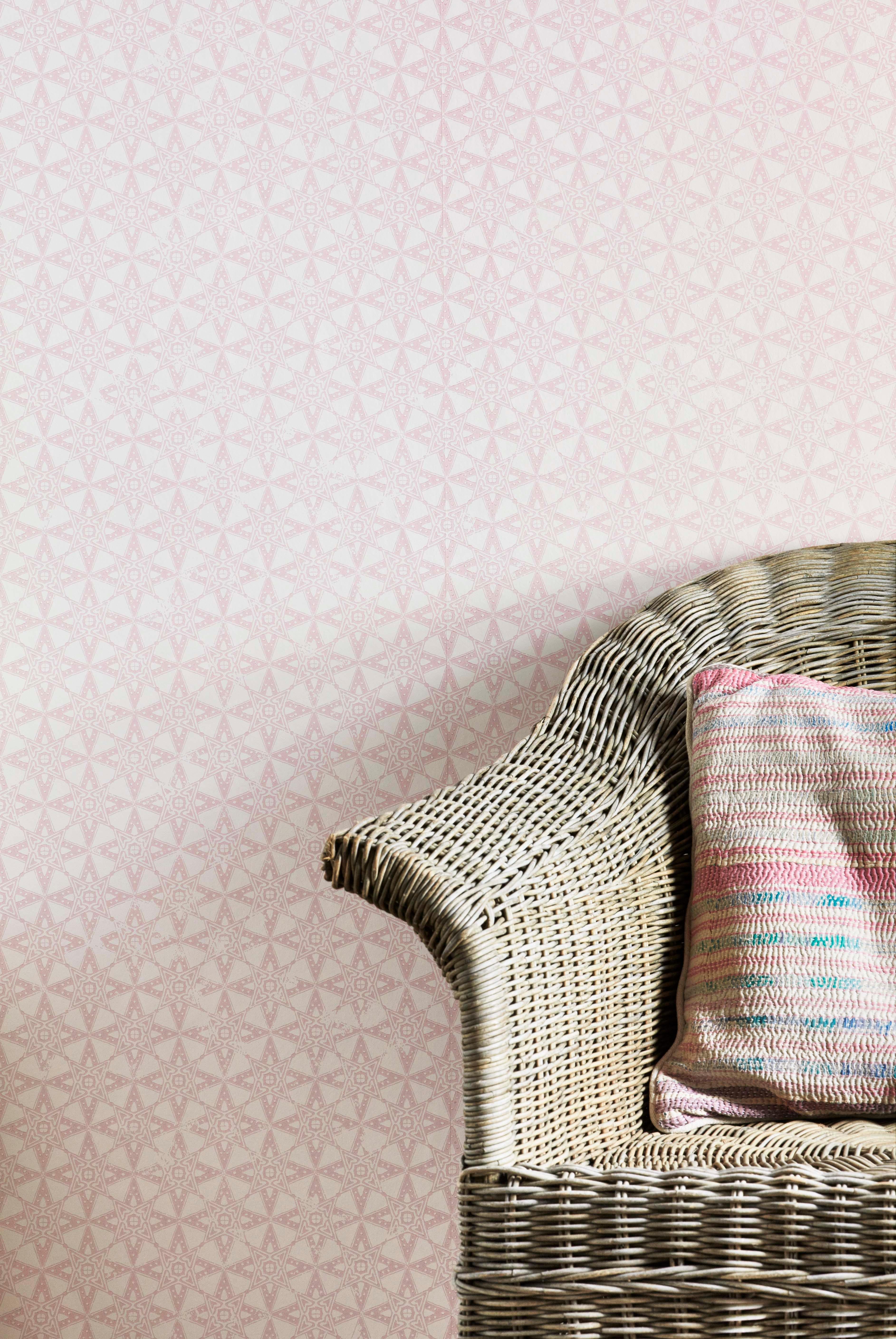 'Star Tile' Contemporary, Traditional Wallpaper in Pink In New Condition For Sale In Pewsey, Wiltshire
