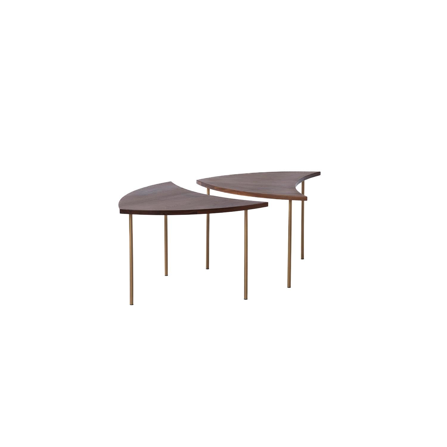Peter Hvidt & Orla Molgaard-Nielsen designed adaptable occasional pin wheel tables. Newly manufactured in an oiled walnut. Six tables available. Price is per table.
 
Professional, skilled furniture restoration is an integral part of what we do