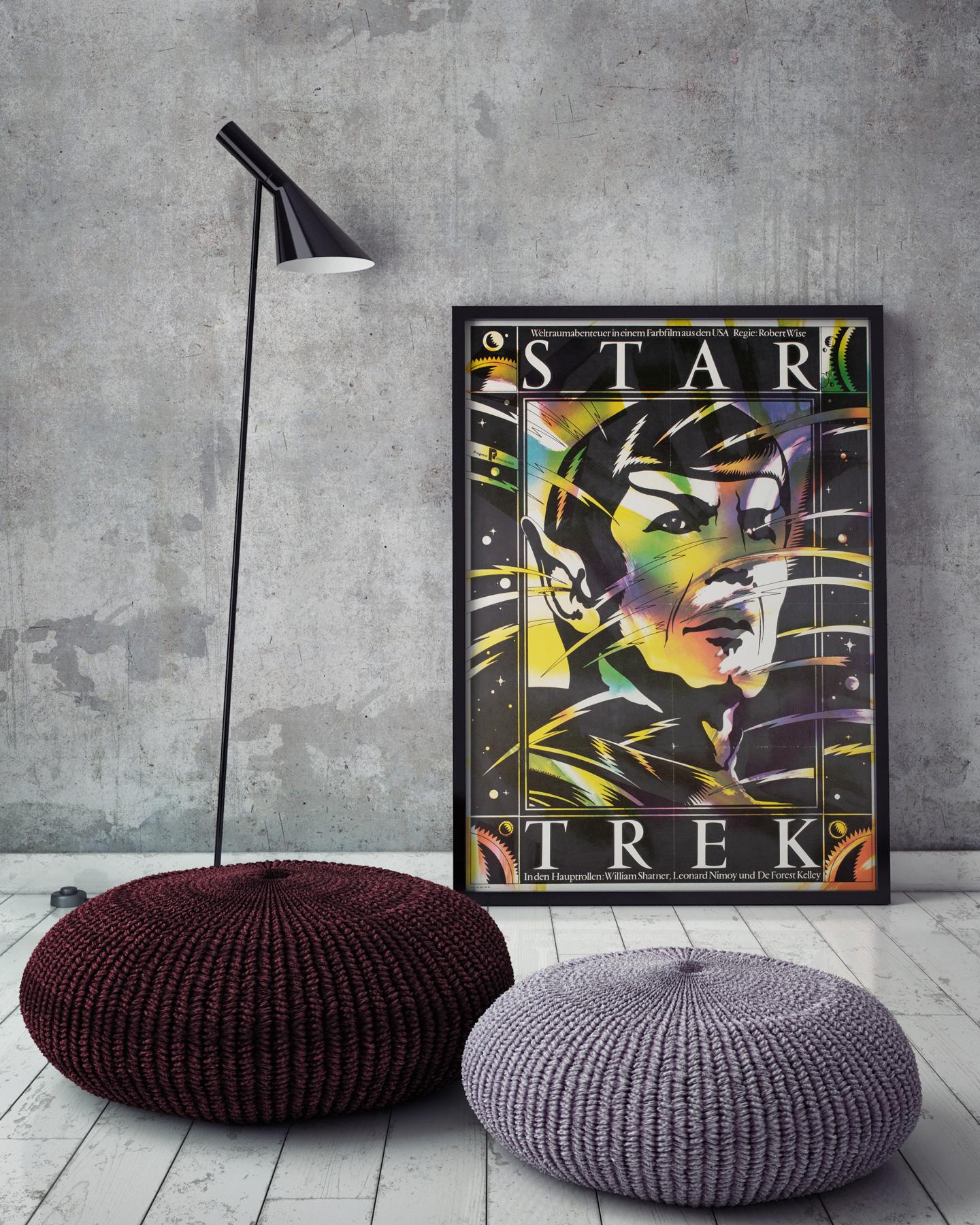 We love Ilabowski's Spock artwork on the East German film poster for Star Trek. A great, rare item especially in this larger size and in rolled condition! 

This original vintage movie poster has been professionally linen-backed and is sized 23 x 31