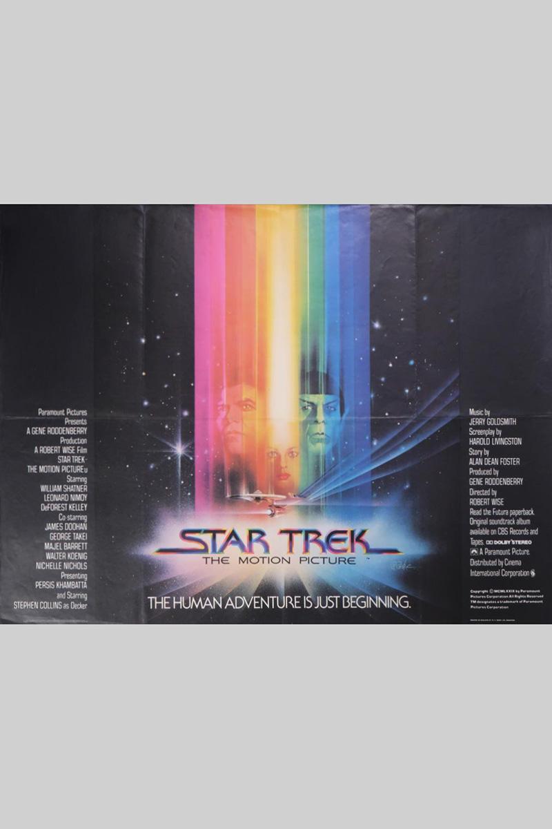 This was the first foray of the Star Trek franchise onto the big screen and this is one of the advance posters with stunning artwork by Bob Peak. The Federation calls on Adm. James T. Kirk (William Shatner) and the crew of the Star ship Enterprise