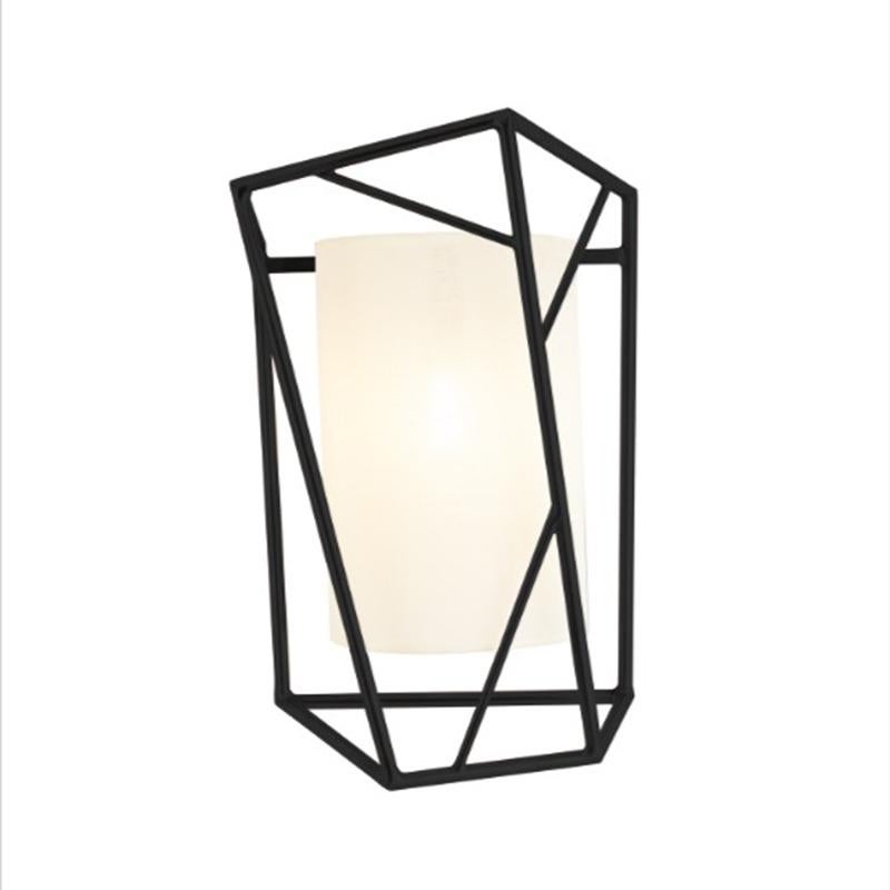 Art Deco Inspired Star Wall Sconce Powder Coated Black, Linen Shade