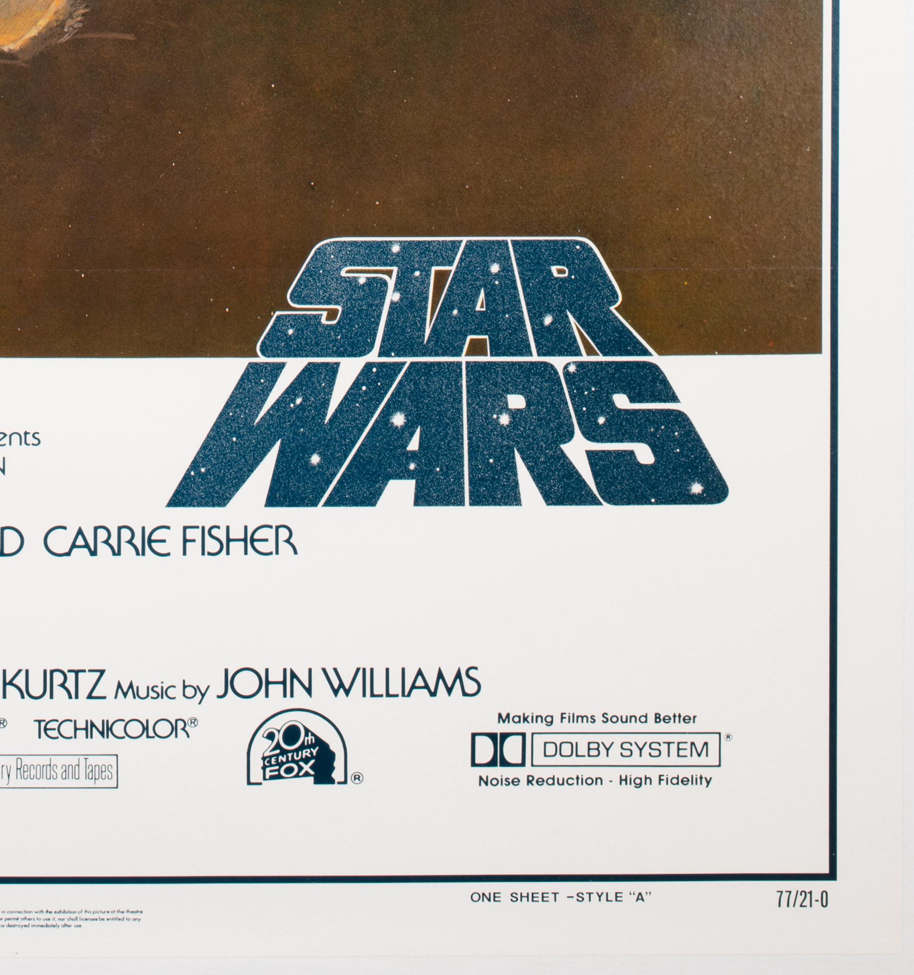 STAR WARS 1977 International US Film Movie Poster, 1st Printing, Jung 1