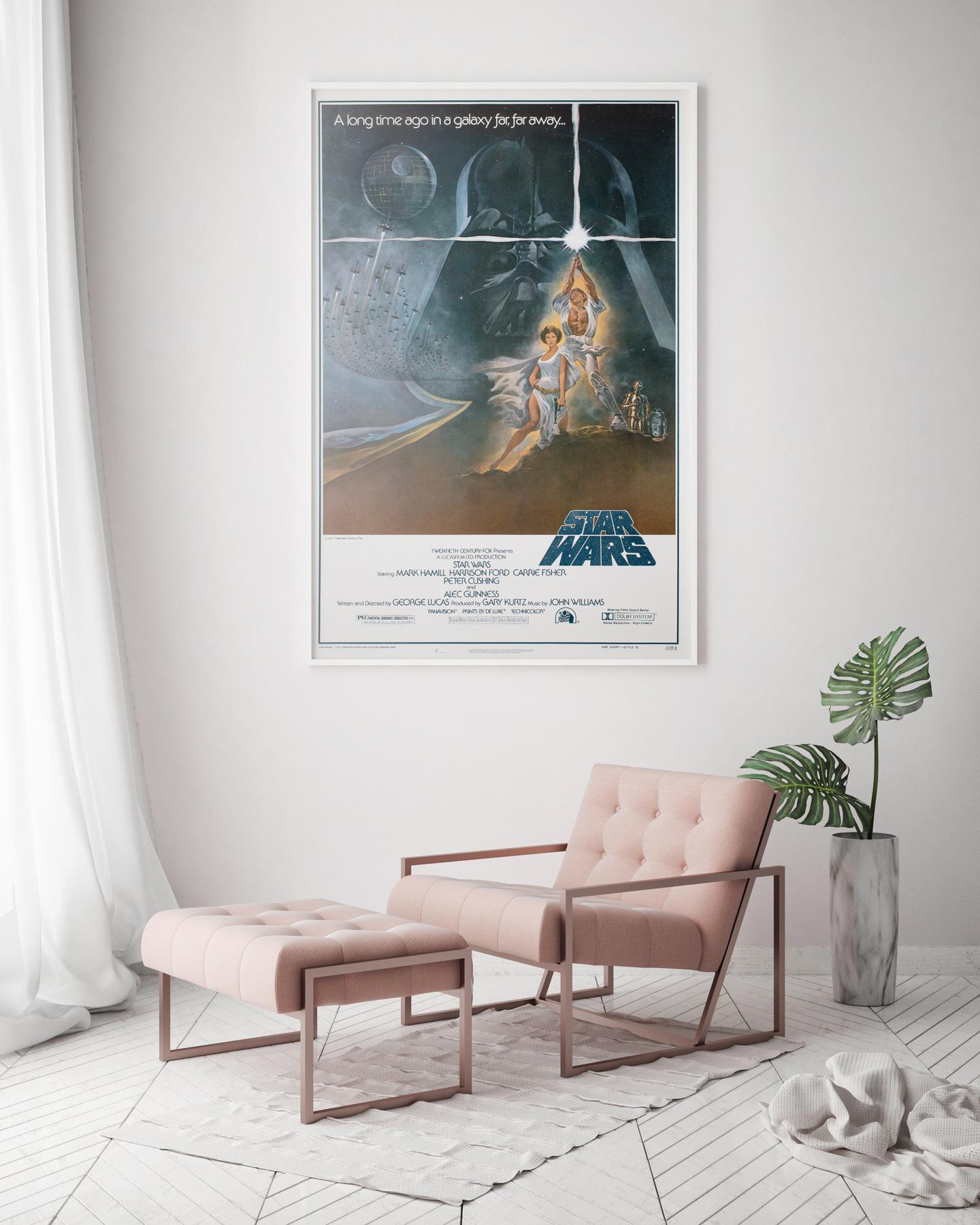 The fantastic and highly collectible 1st printing of the Star Wars US 1 Sheet Style A poster! Iconic artwork by Tom Jung. Originally Rolled!

Due to the immense popularity of the movie, there were four different printings of this 'style A' one-sheet