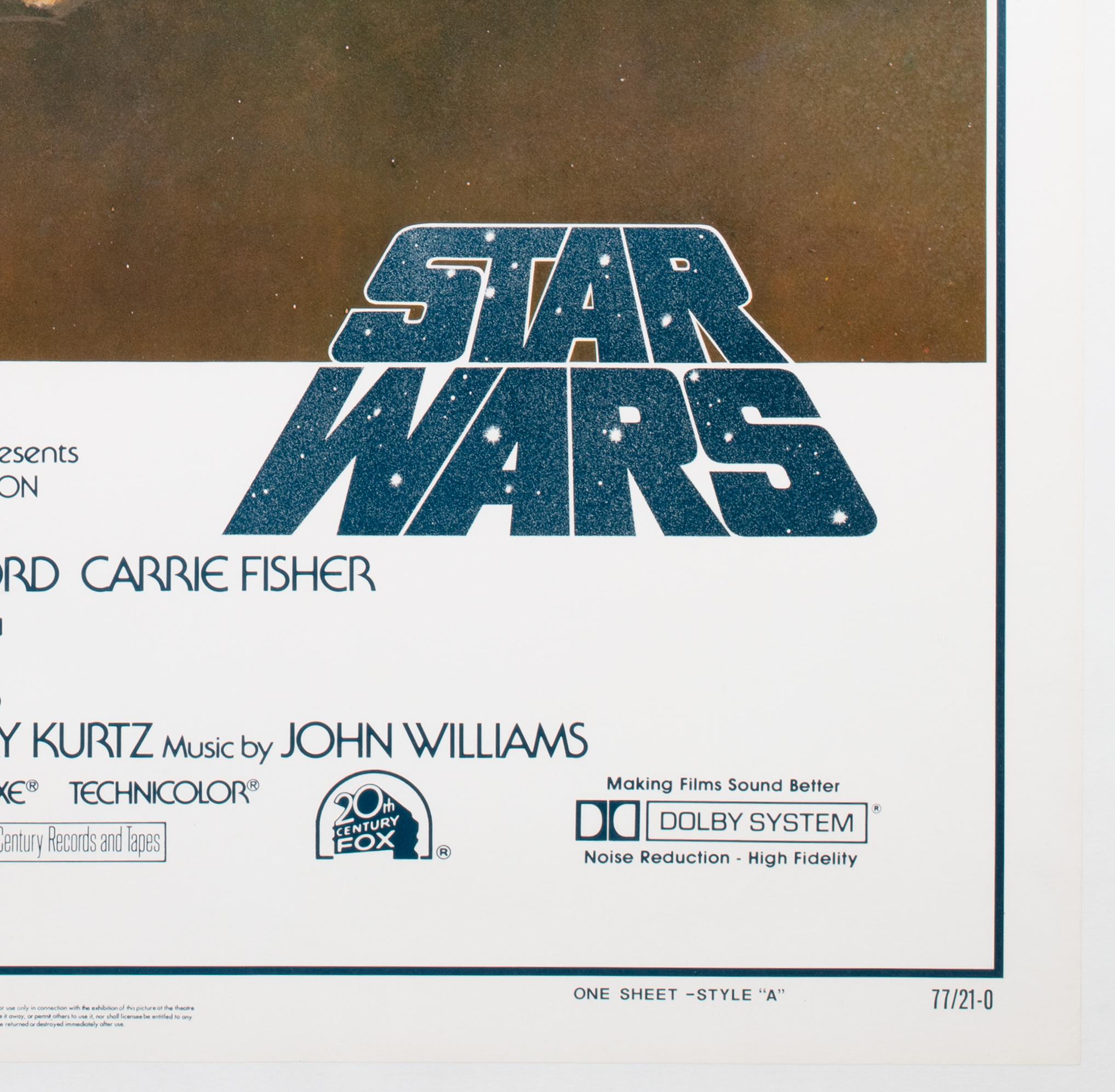 STAR WARS 1977 Internationales US-Filmplakat, 1. Druck, TOM JUNG im Angebot 2