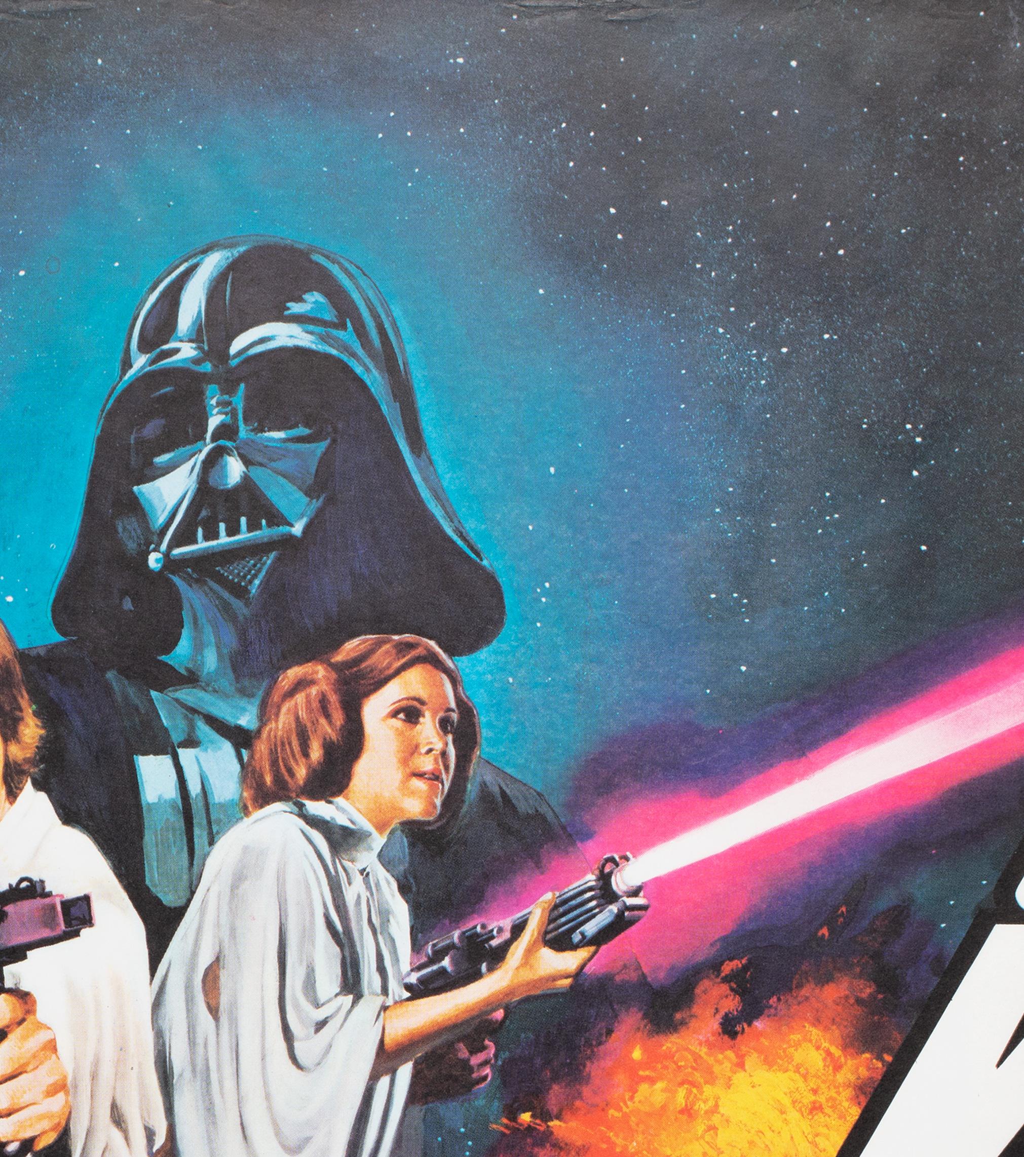 Filmplakat „Star Wars 1977“, gerolltes UK Quad-Stil, C-Pre-Oscar, Tom Chantrell im Zustand „Hervorragend“ im Angebot in Bath, Somerset
