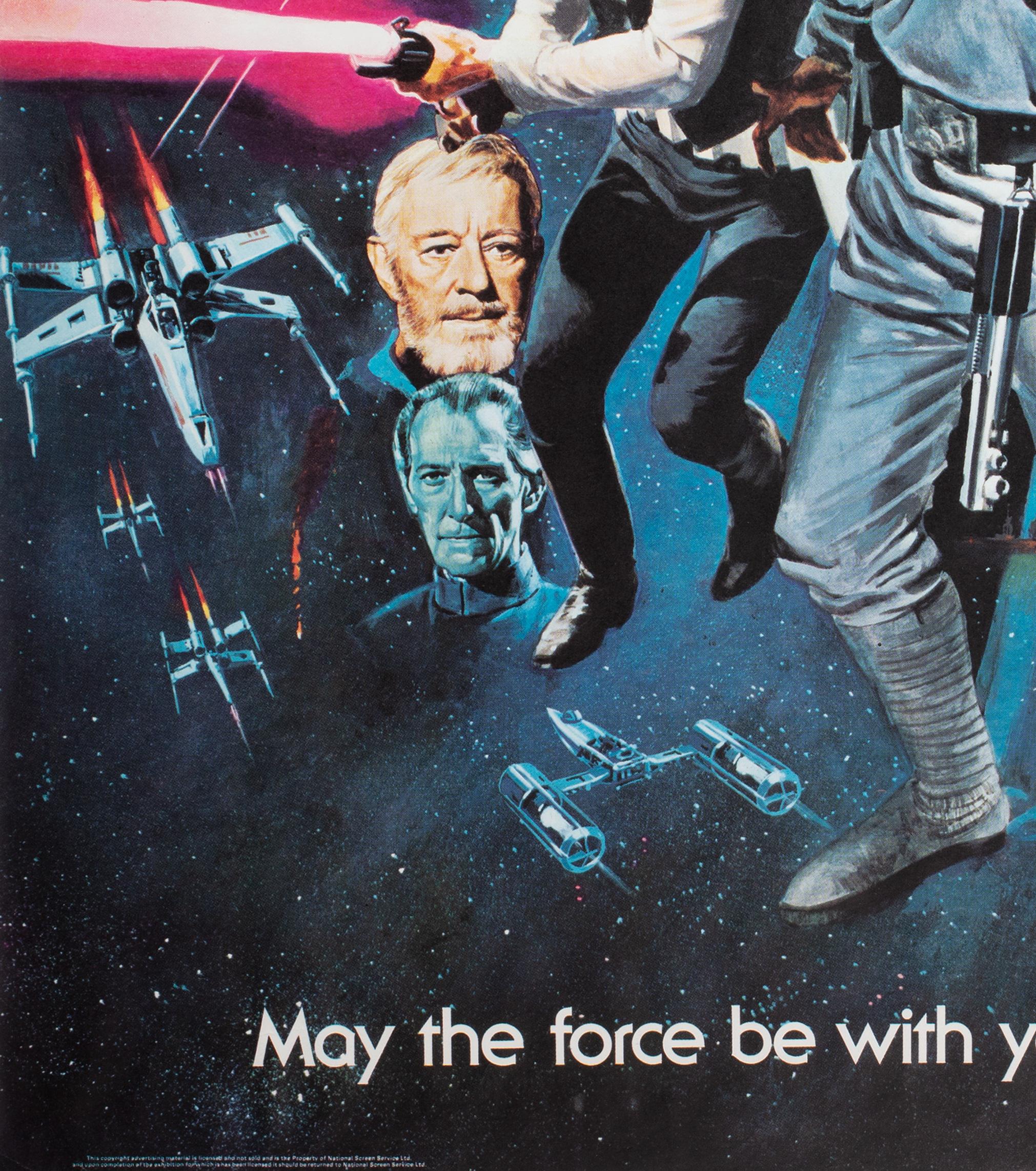 Filmplakat „Star Wars 1977“, gerolltes UK Quad-Stil, C-Pre-Oscar, Tom Chantrell (Papier) im Angebot