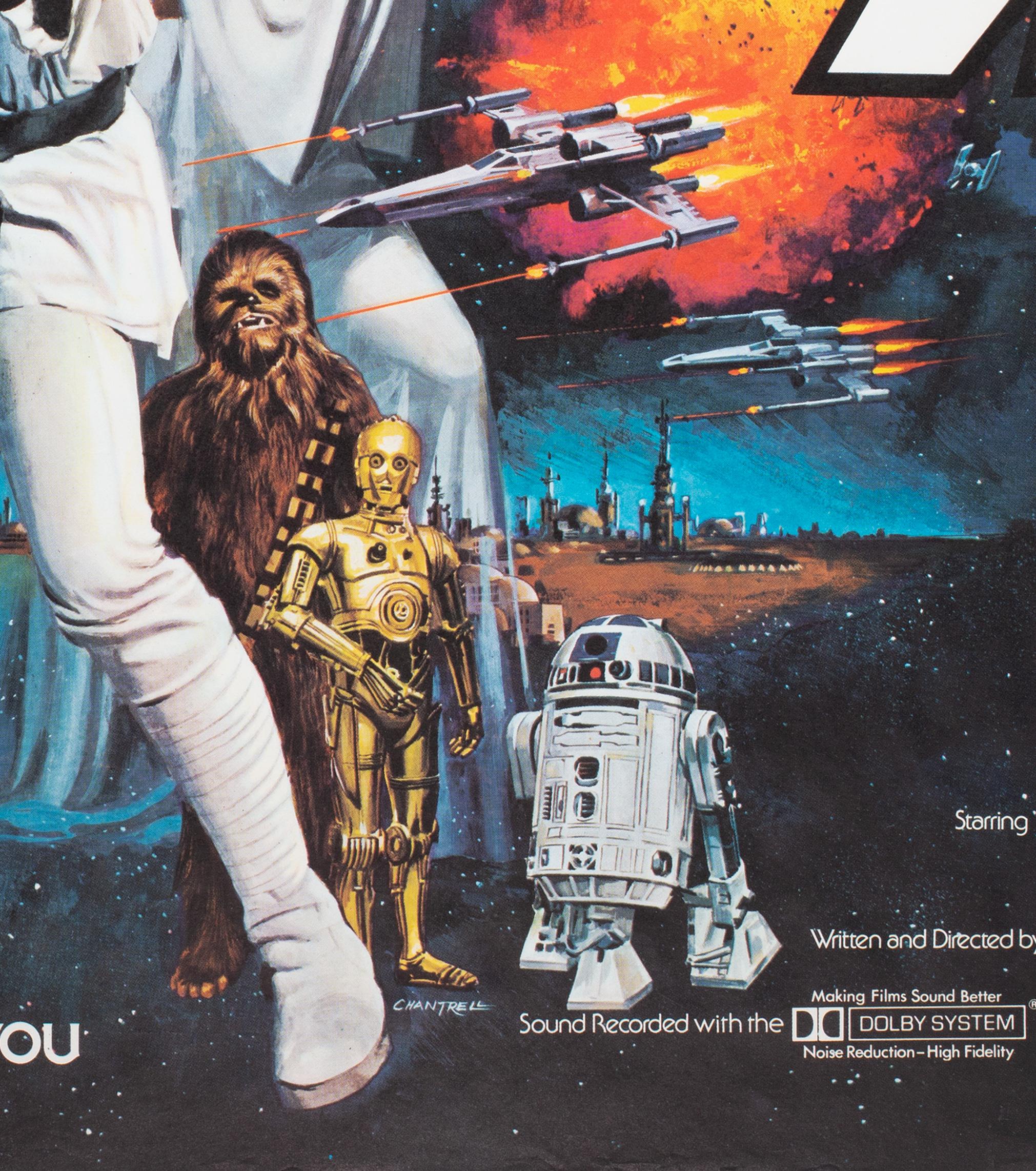 Filmplakat „Star Wars 1977“, gerolltes UK Quad-Stil, C-Pre-Oscar, Tom Chantrell im Angebot 1