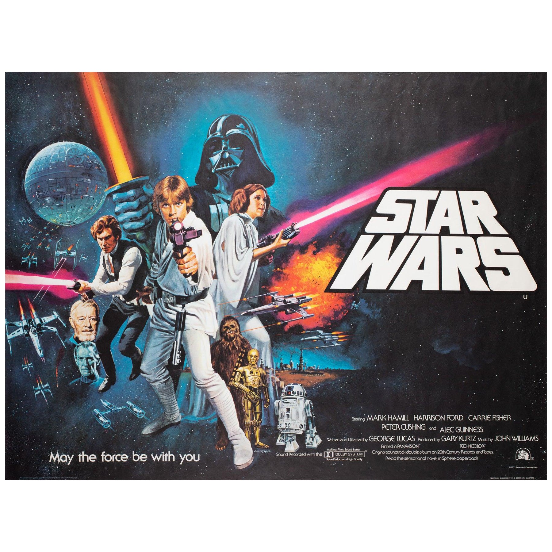 Filmplakat „Star Wars 1977“, gerolltes UK Quad-Stil, C-Pre-Oscar, Tom Chantrell im Angebot
