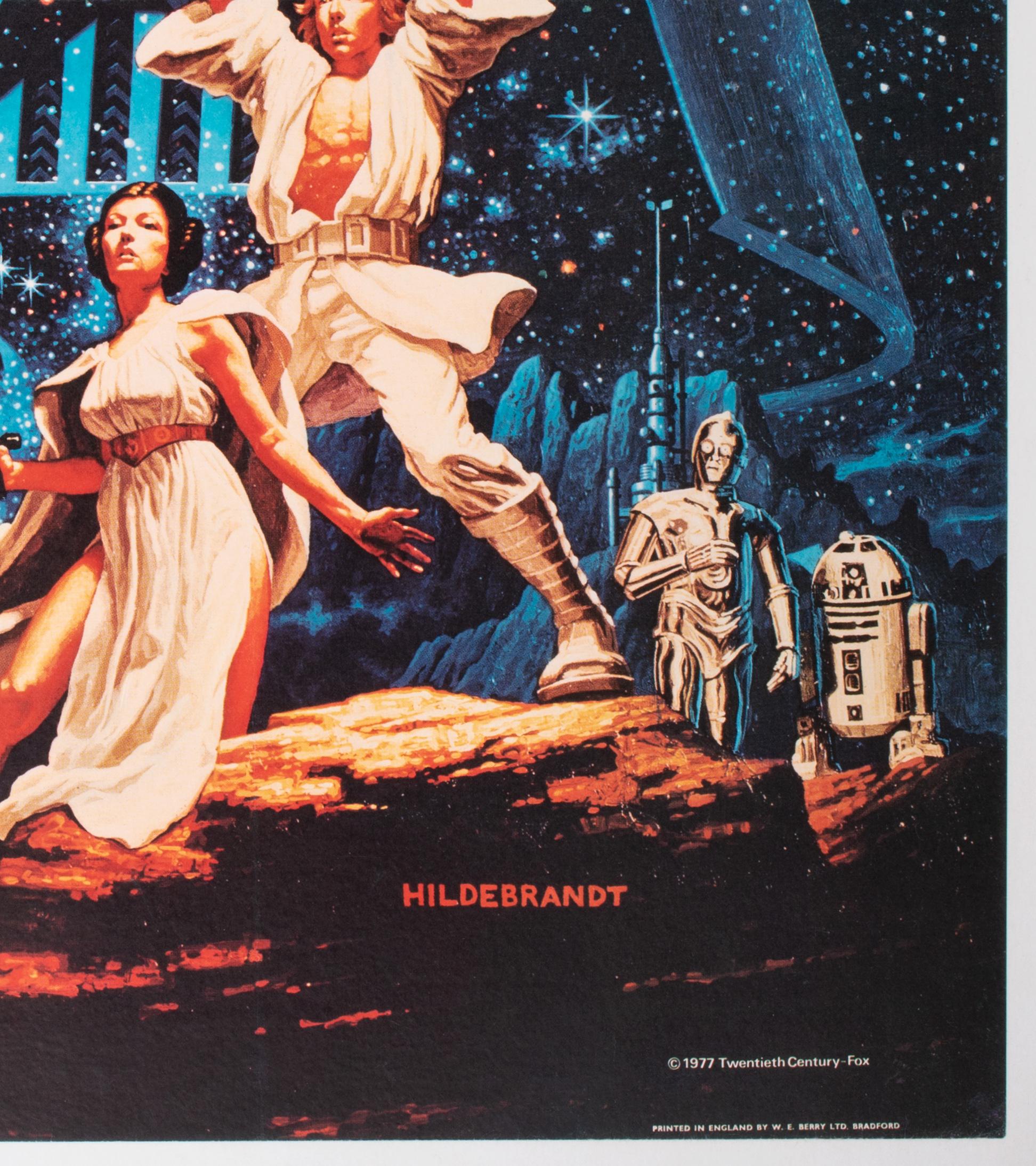 Linen Star Wars 1977 UK Quad Film Movie Poster, Greg and Tim Hildebrandt For Sale