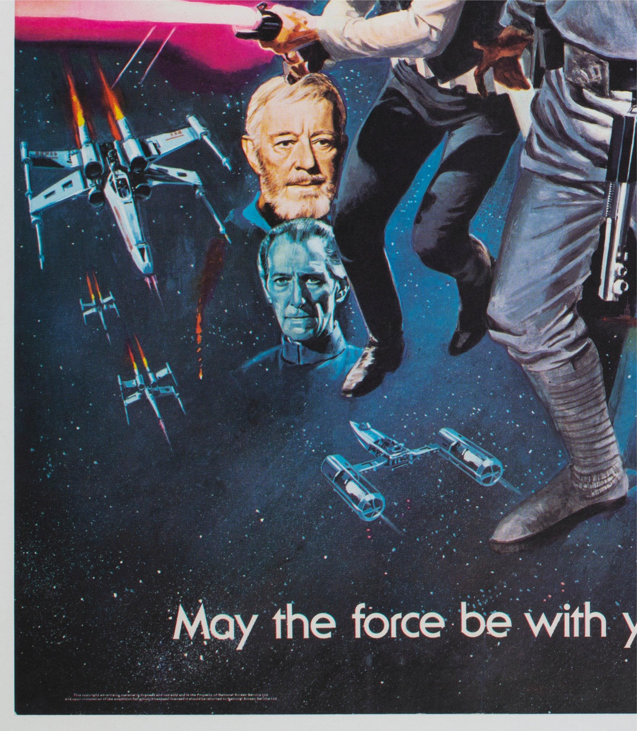 Linen Star Wars 1977 UK Quad Style C Oscars Film Poster, Tom Chantrell For Sale