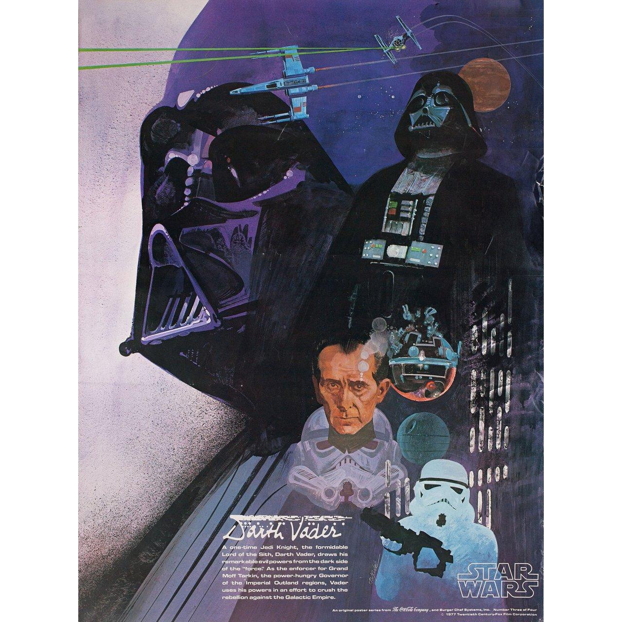 Original 1977 U.S. poster by Del Nichols for the film Star Wars (A New Hope) directed by George Lucas with Mark Hamill / Harrison Ford / Carrie Fisher / Alec Guinness / Peter Cushing. Very good-fine condition, rolled with edge wear. Please note: the