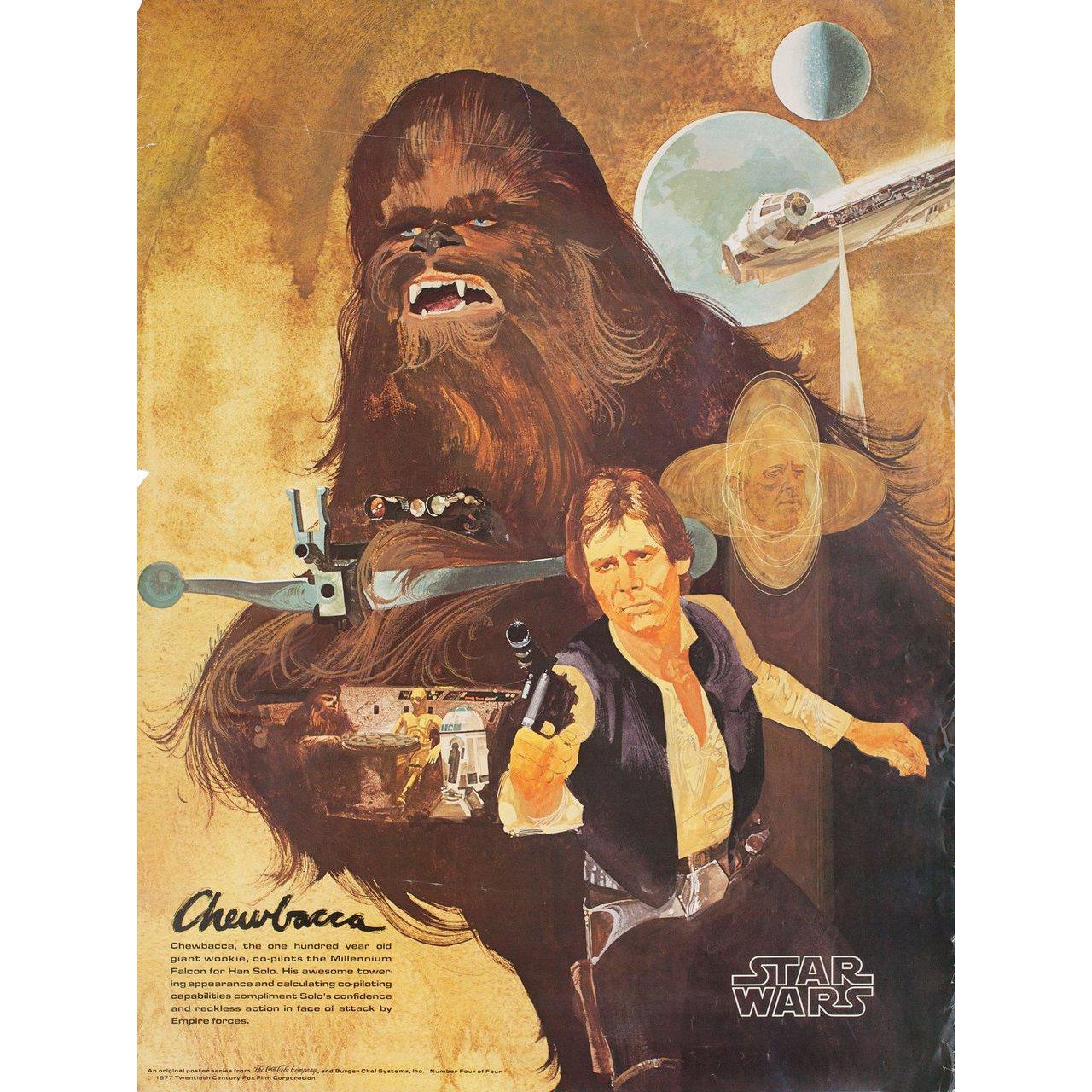 Original 1977 U.S. poster by Del Nichols for the film Star Wars (A New Hope) directed by George Lucas with Mark Hamill / Harrison Ford / Carrie Fisher / Alec Guinness / Peter Cushing. Very Good-Fine condition, rolled. Please note: the size is stated