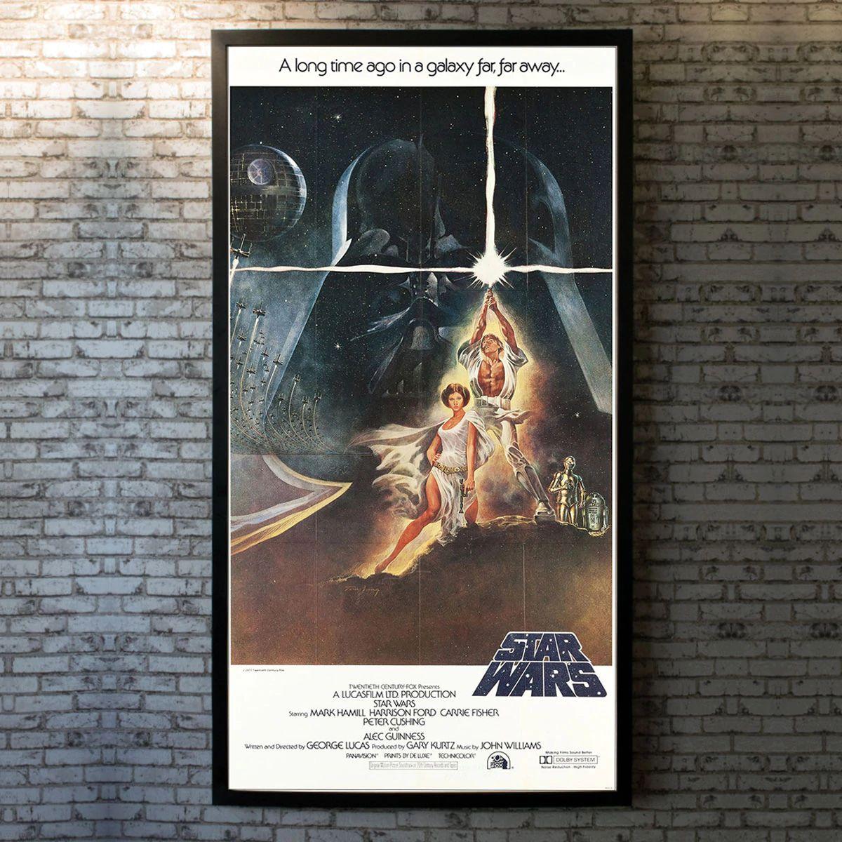 Star Wars: Episode IV - a New Hope, Unframed Poster, 1977

Three Sheet (41 X 81 Inches). Luke Skywalker joins forces with a Jedi Knight, a cocky pilot, a Wookiee and two droids to save the galaxy from the Empire's world-destroying battle station,