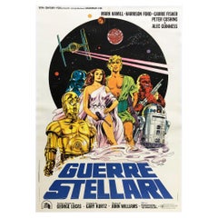 Affiche d'origine italienne du film Star Wars, 1977, grand format, support en lin