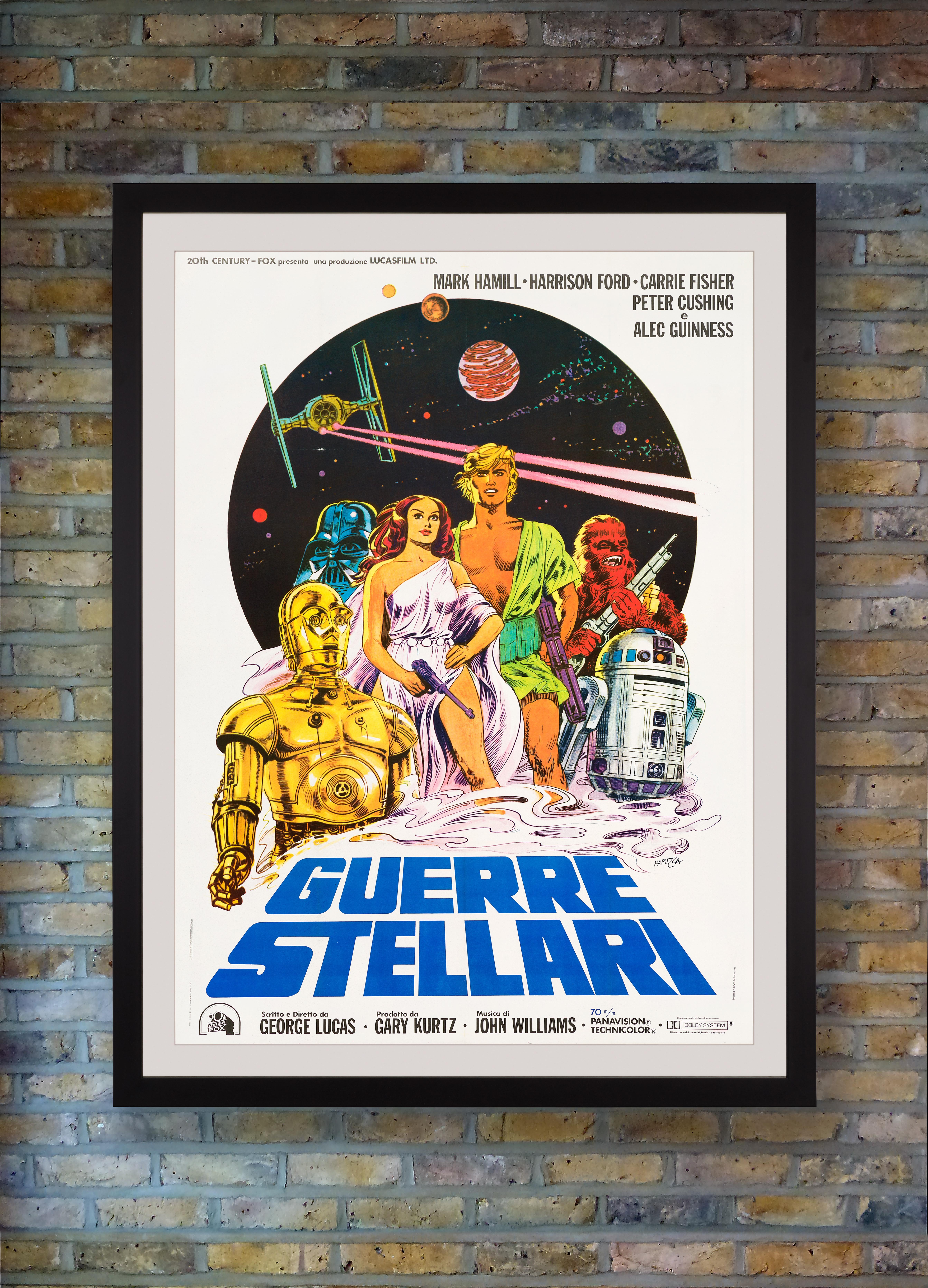 Although the illustrations of Luke Skywalker and Princess Leia bear no resemblance to actors Mark Hamill and Carrie Fisher and appear to be clothed in ancient Roman robes, this distinctive Italian Due Fogli poster is, in our opinion, one of the most