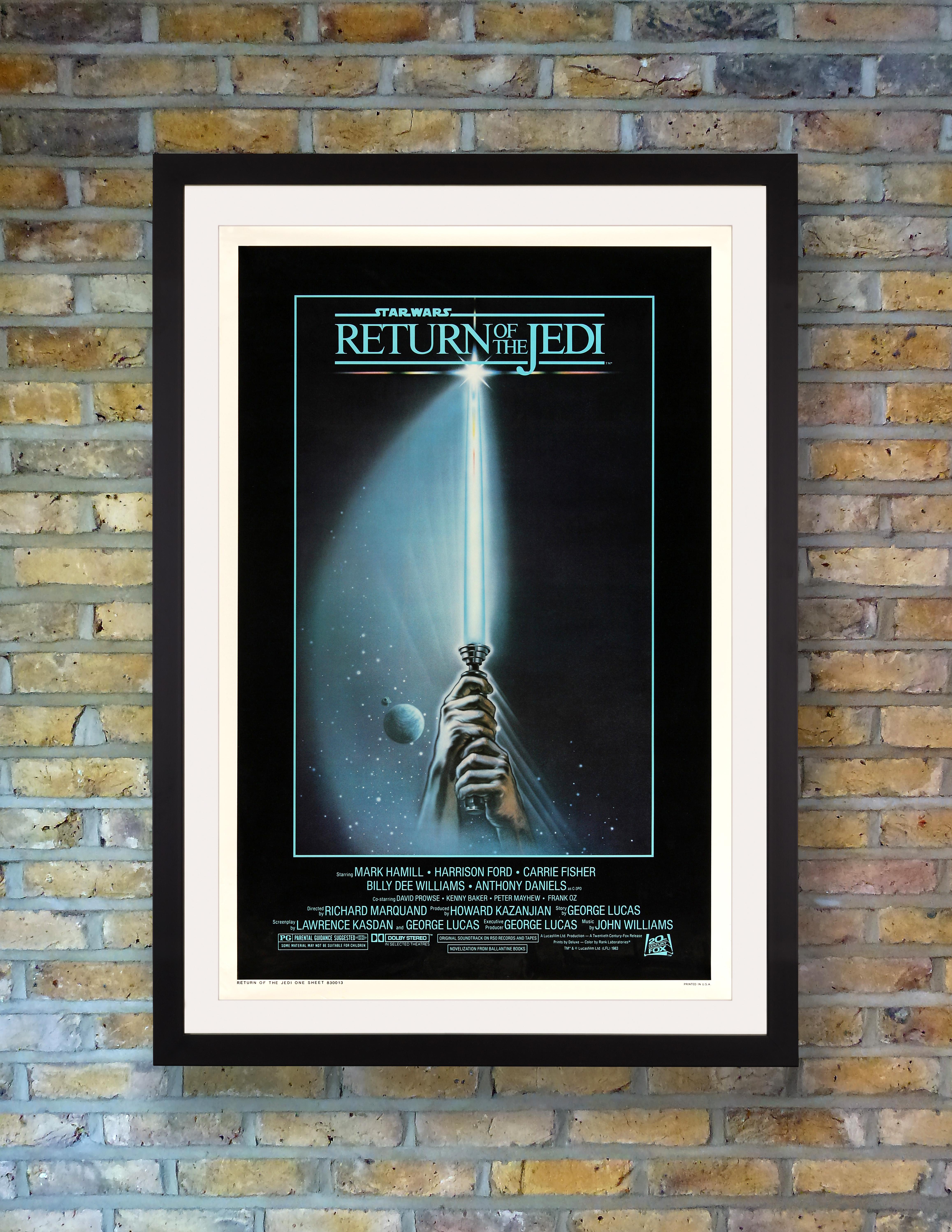 Tim Reamer's simple and effective design for the final instalment of George Lucas' original Star Wars trilogy has become emblematic of the entire saga, with its glowing lightsaber beaming out of the darkness as a symbol of hope against the dark