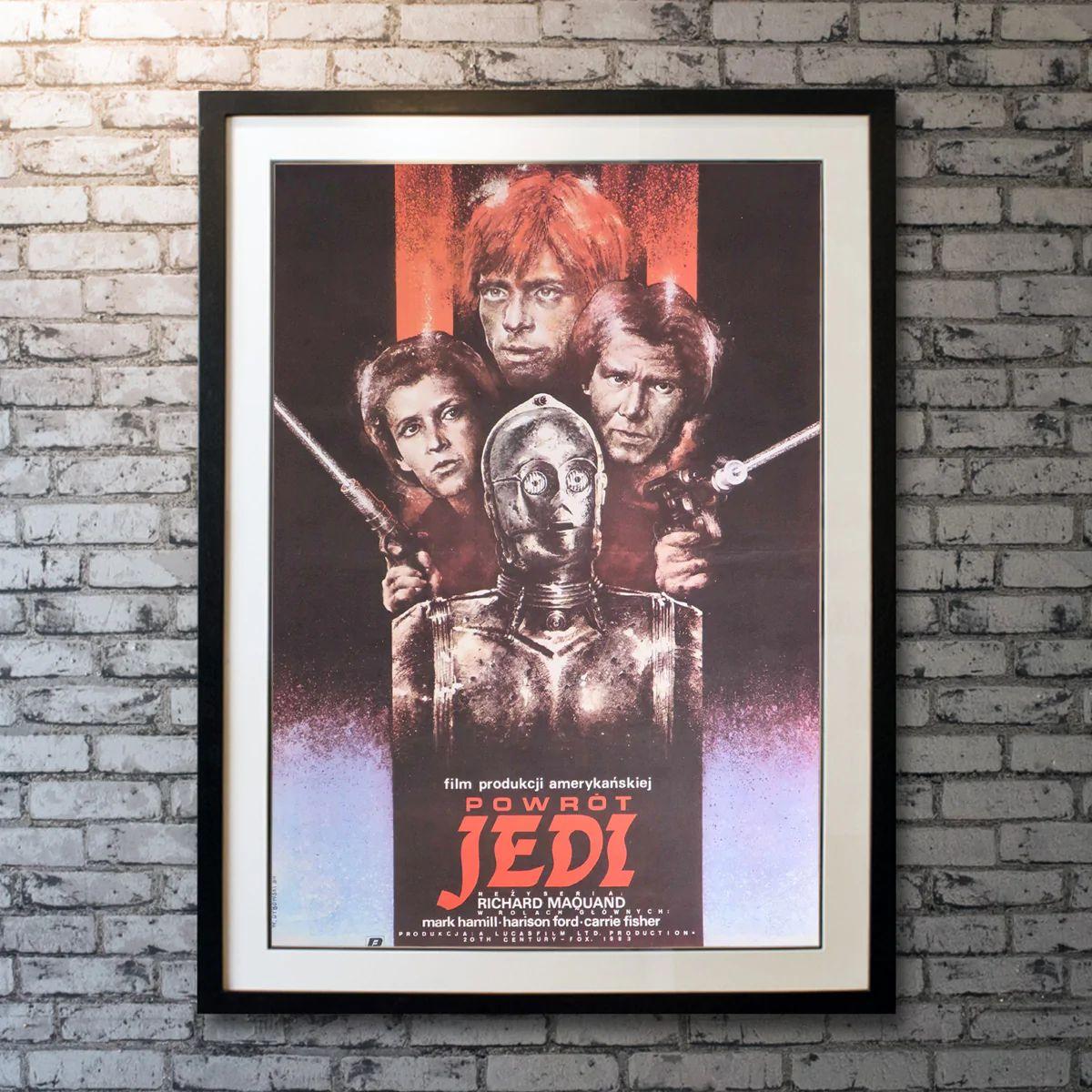 Star Wars: Return of The Jedi, unframed poster, 1984.

Original Polish one sheet (27 X 39 Inches). After a daring mission to rescue Han Solo from Jabba the Hutt, the Rebels dispatch to Endor to destroy the second Death Star. Meanwhile, Luke