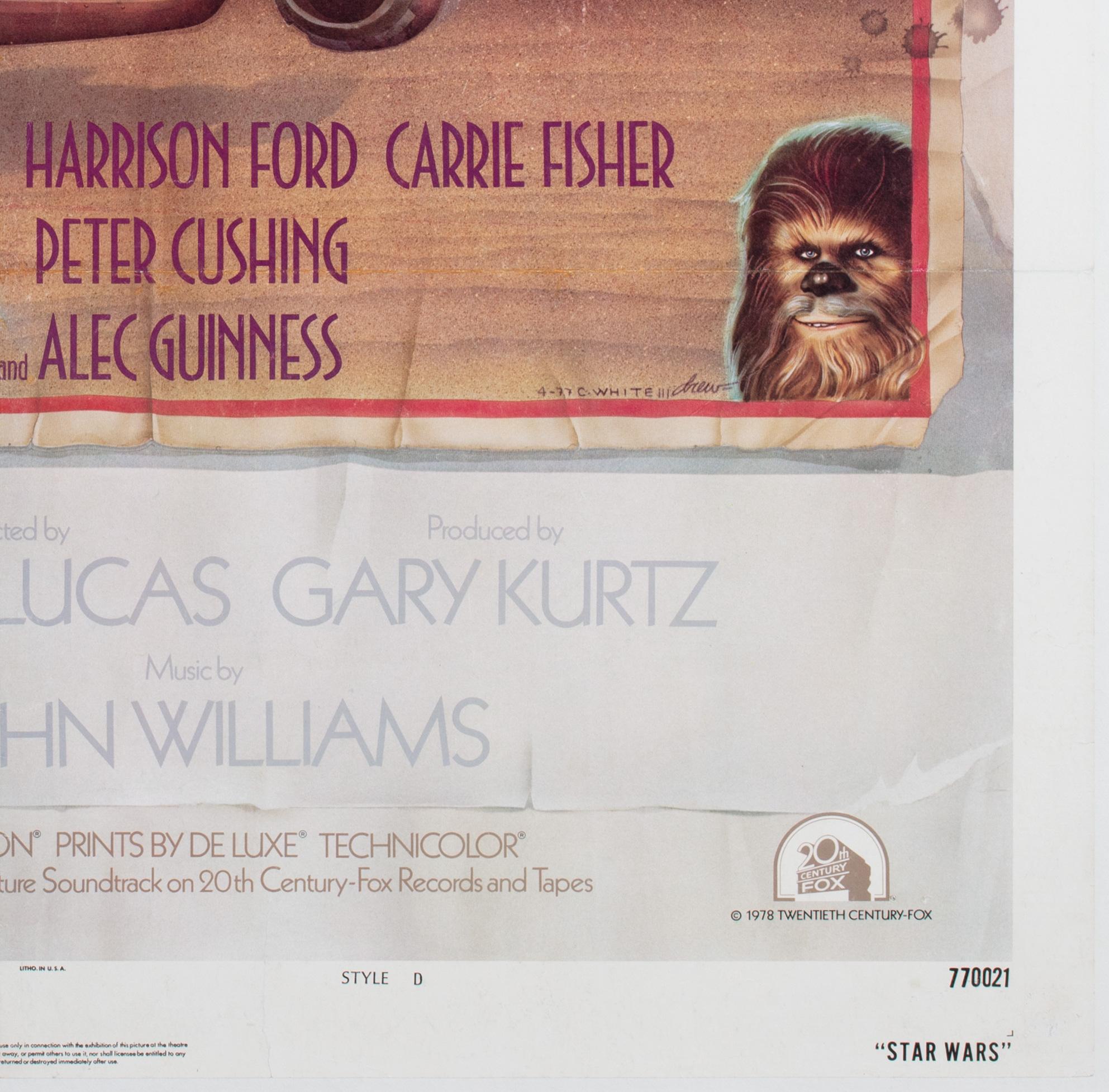 Affiche d'origine du film « Star Wars US 1 Sheet Style D », Struzen, 1977 en vente 2