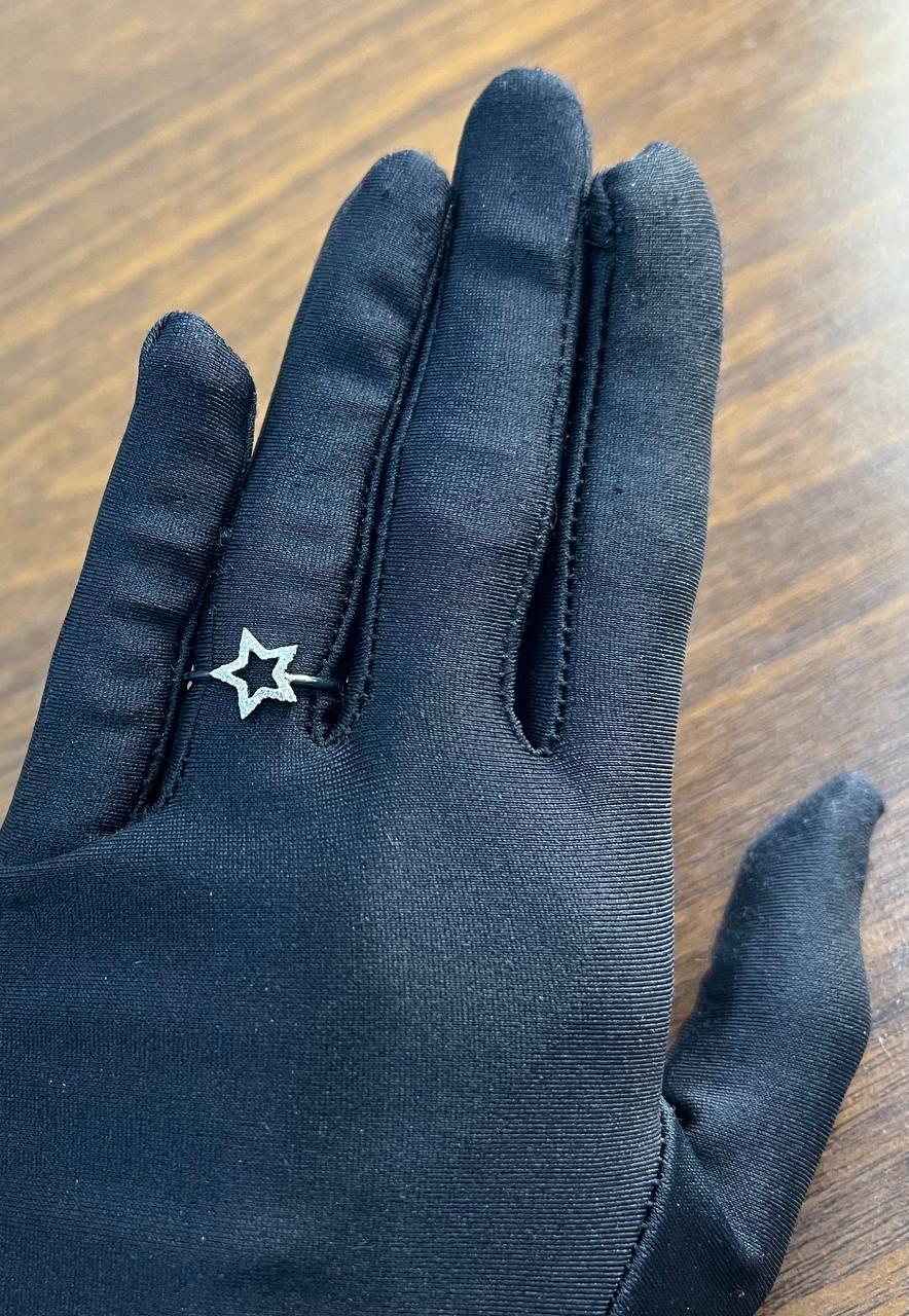 Star White Diamond Brilliant 14K White Gold Dainty Fun Statement Minimalist Ring For Sale 6