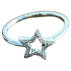 Star White Diamond Brilliant 14K White Gold Dainty Fun Statement Minimalist Ring