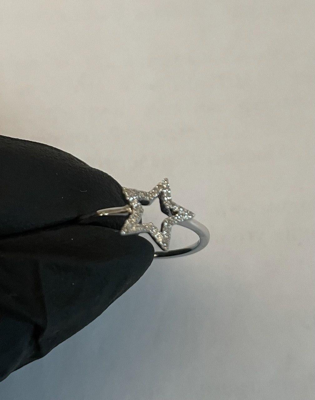 Star White Diamond Brilliant 14K Weißgold Zierlich Spaß Aussage Ring 2