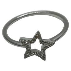 Star White Diamond Brilliant 14K Weißgold Zierlich Spaß Aussage Ring