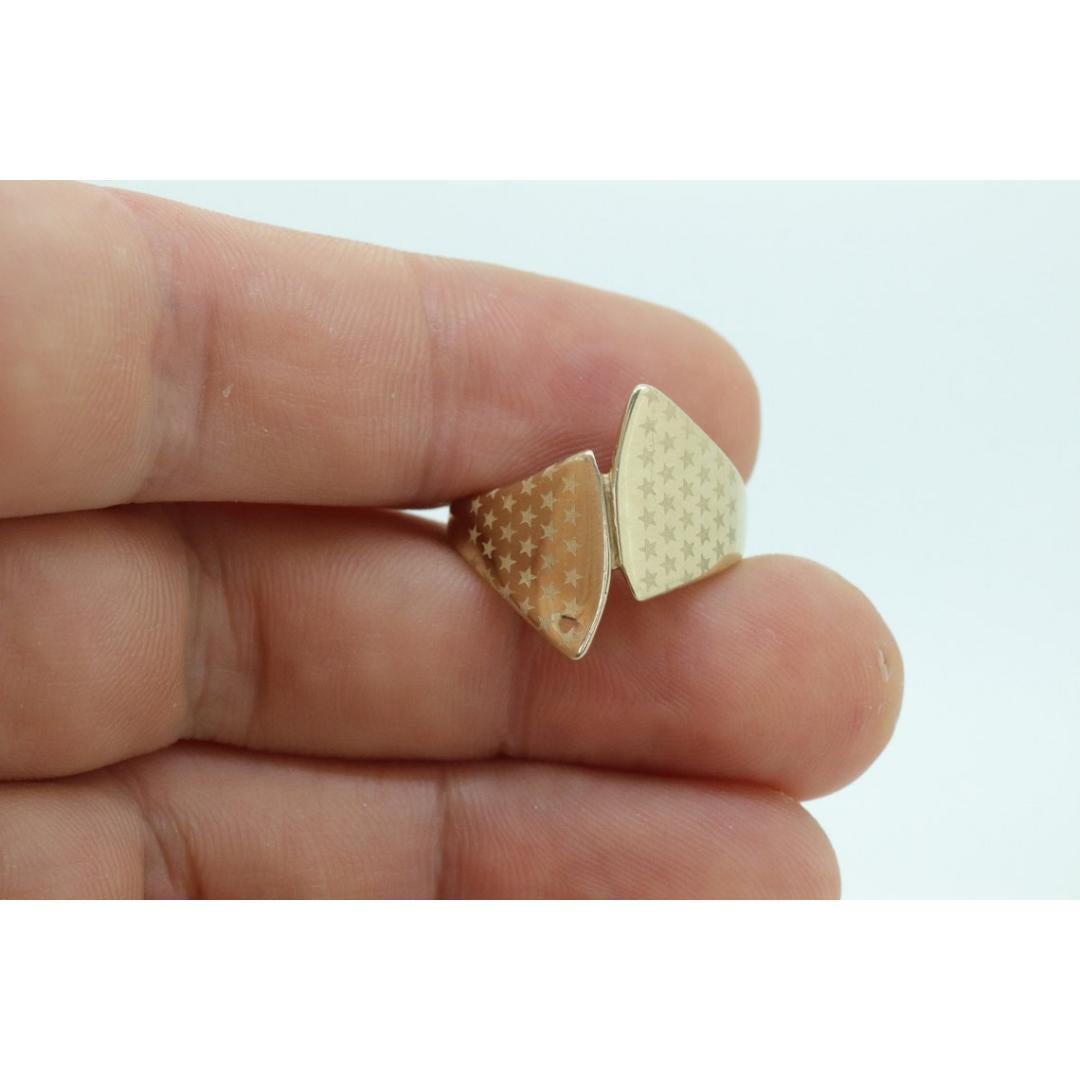 Women's STAR Wide Dome 10k Yellow Gold Band. 10k Etched Star Design bypass ring. Italy For Sale