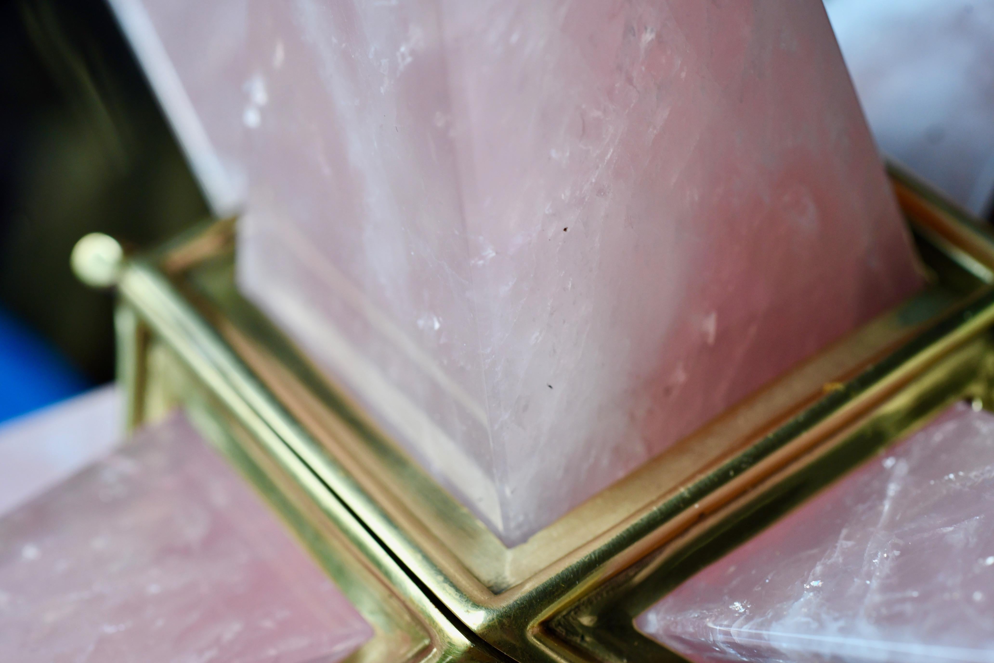 Rose Quartz Star18 Pink Rock Crystal Chandelier by Phoenix For Sale