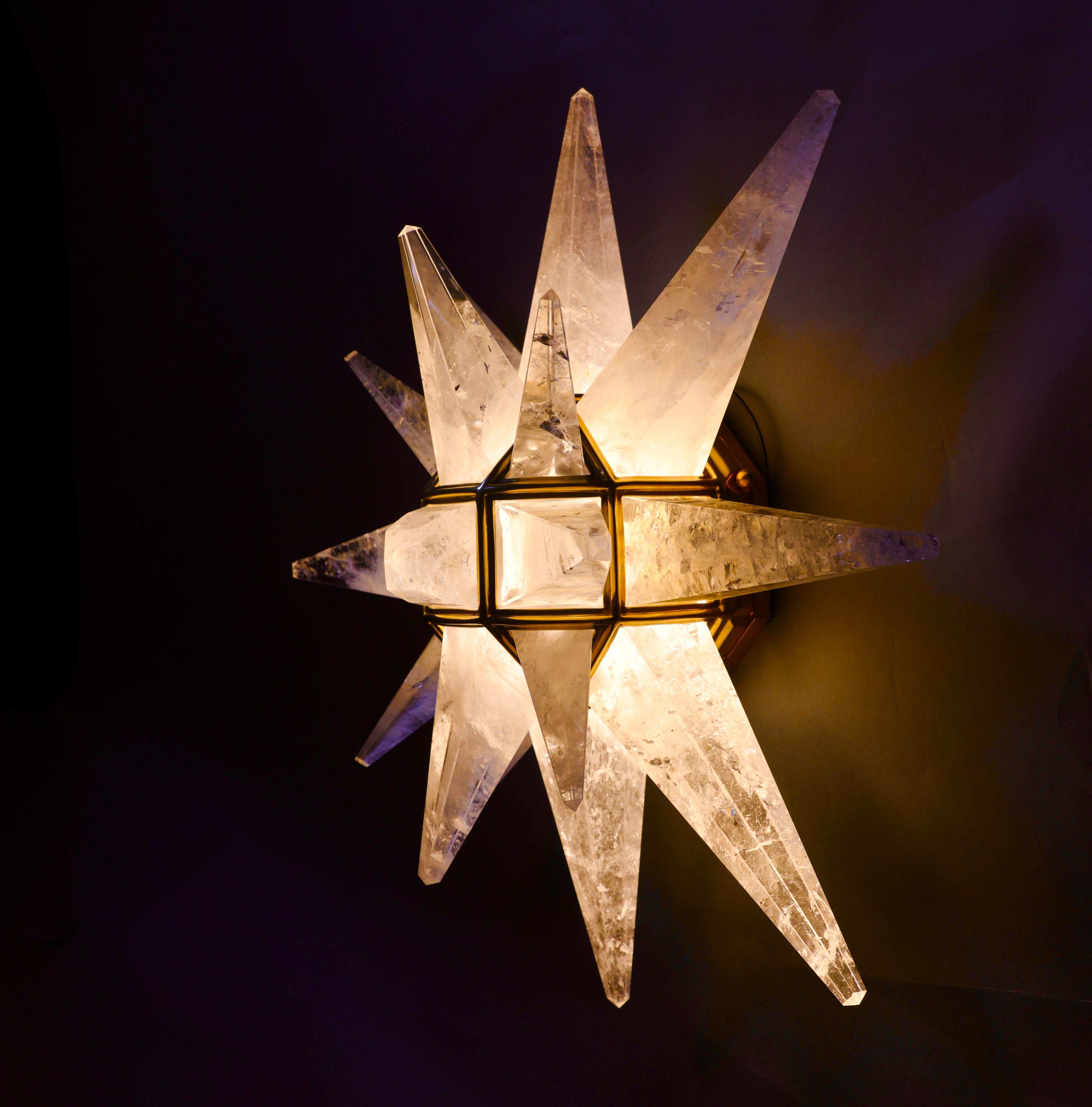 Contemporary Star 20 Rock Crystal Sconce by Phoenix For Sale