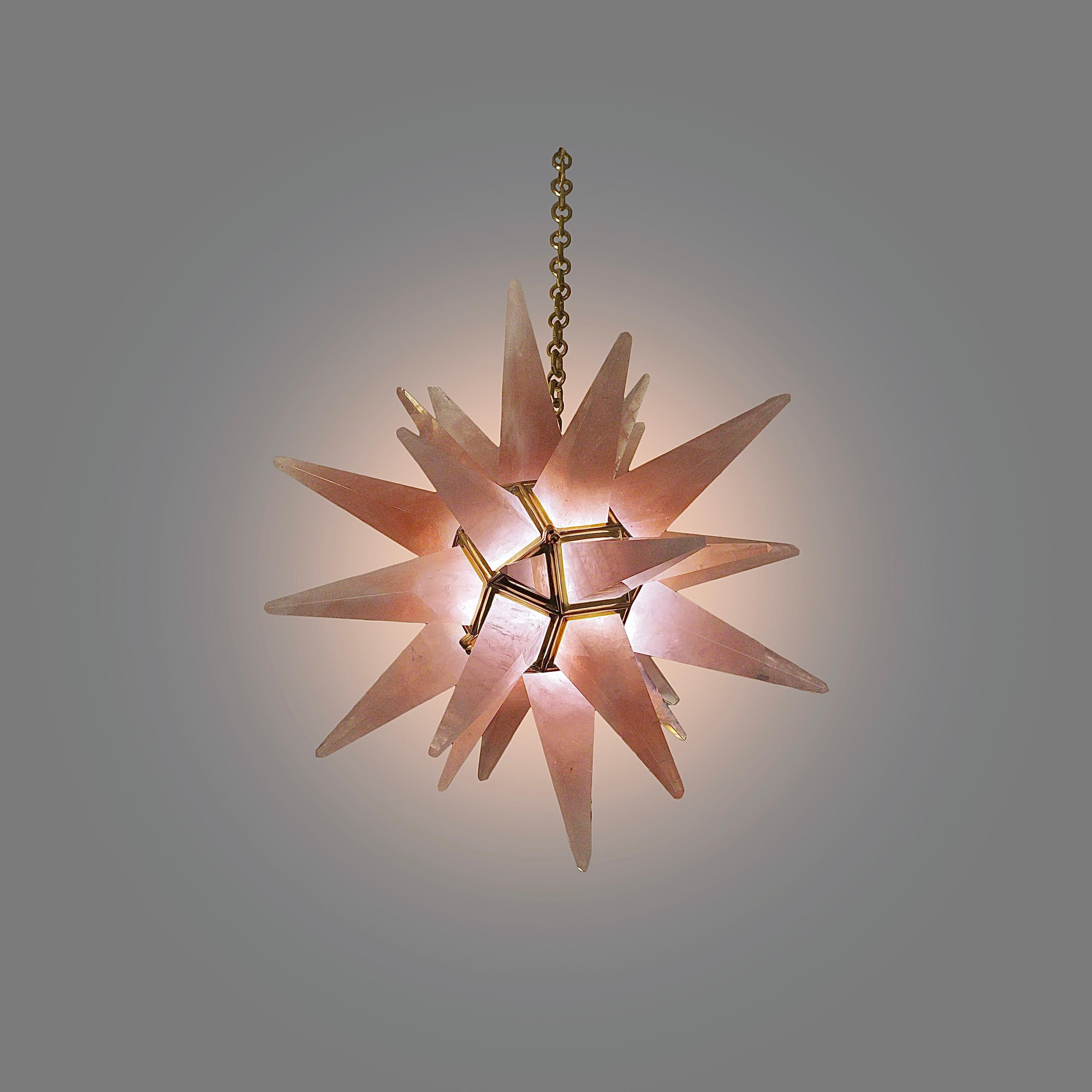 Contemporary STAR21 Pink Rock Crystal Chandelier by Phoenix For Sale