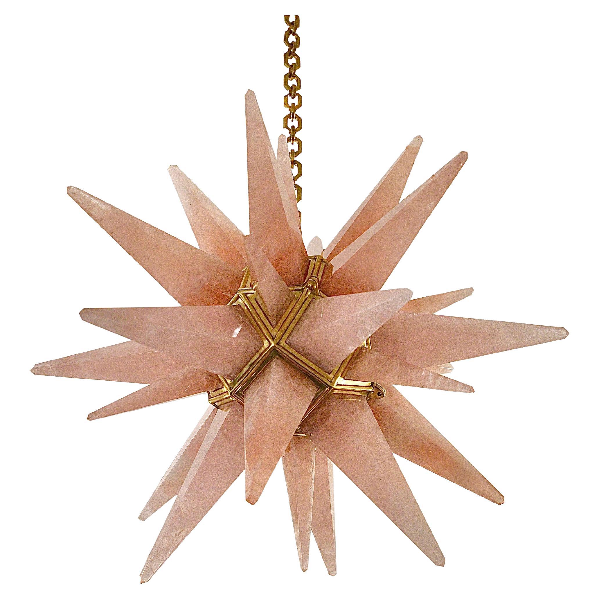 STAR21 Pink Rock Crystal Chandelier by Phoenix For Sale