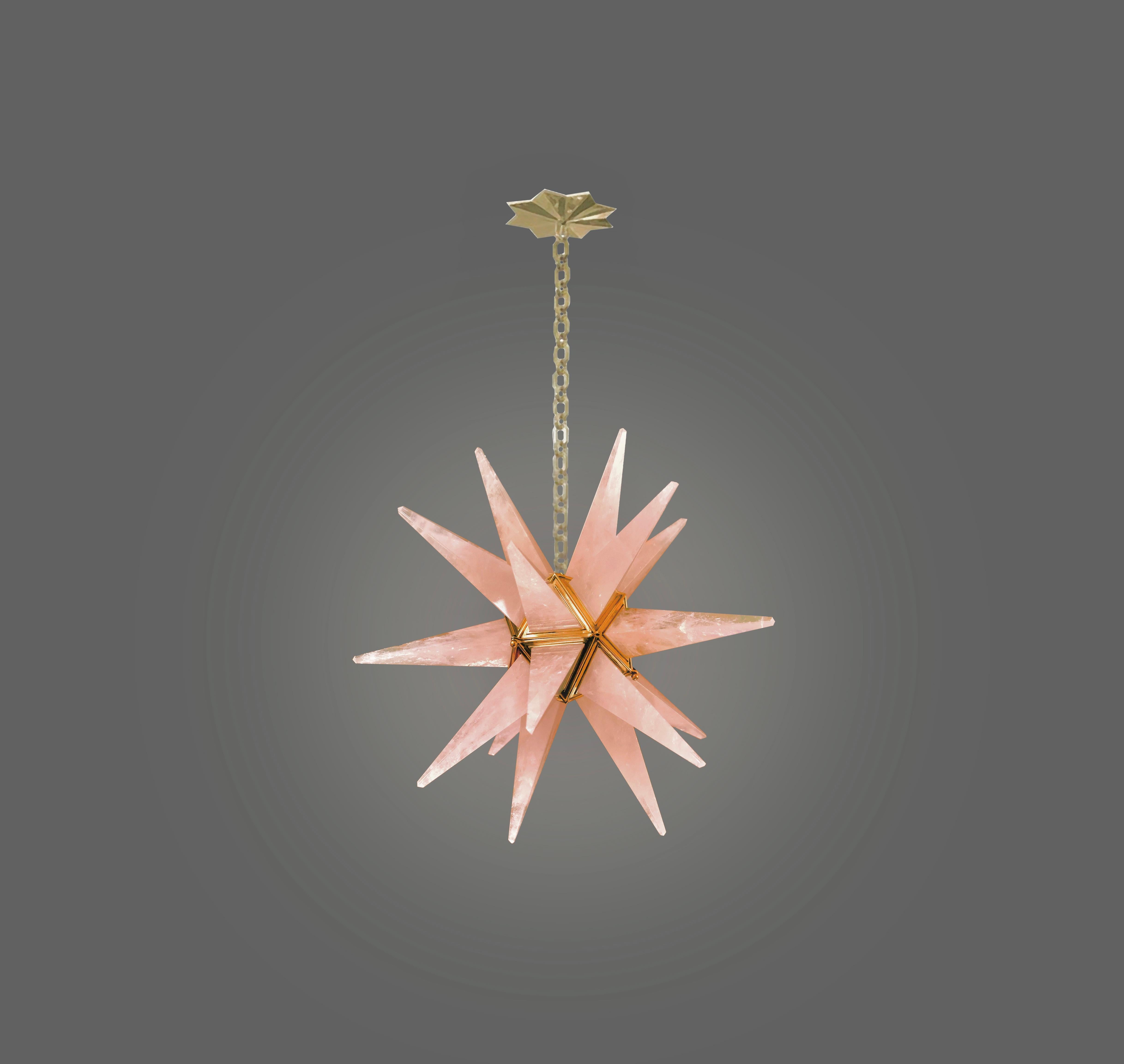 STAR25 Pink Rock Crystal Chandelier by Phoenix In Excellent Condition For Sale In New York, NY