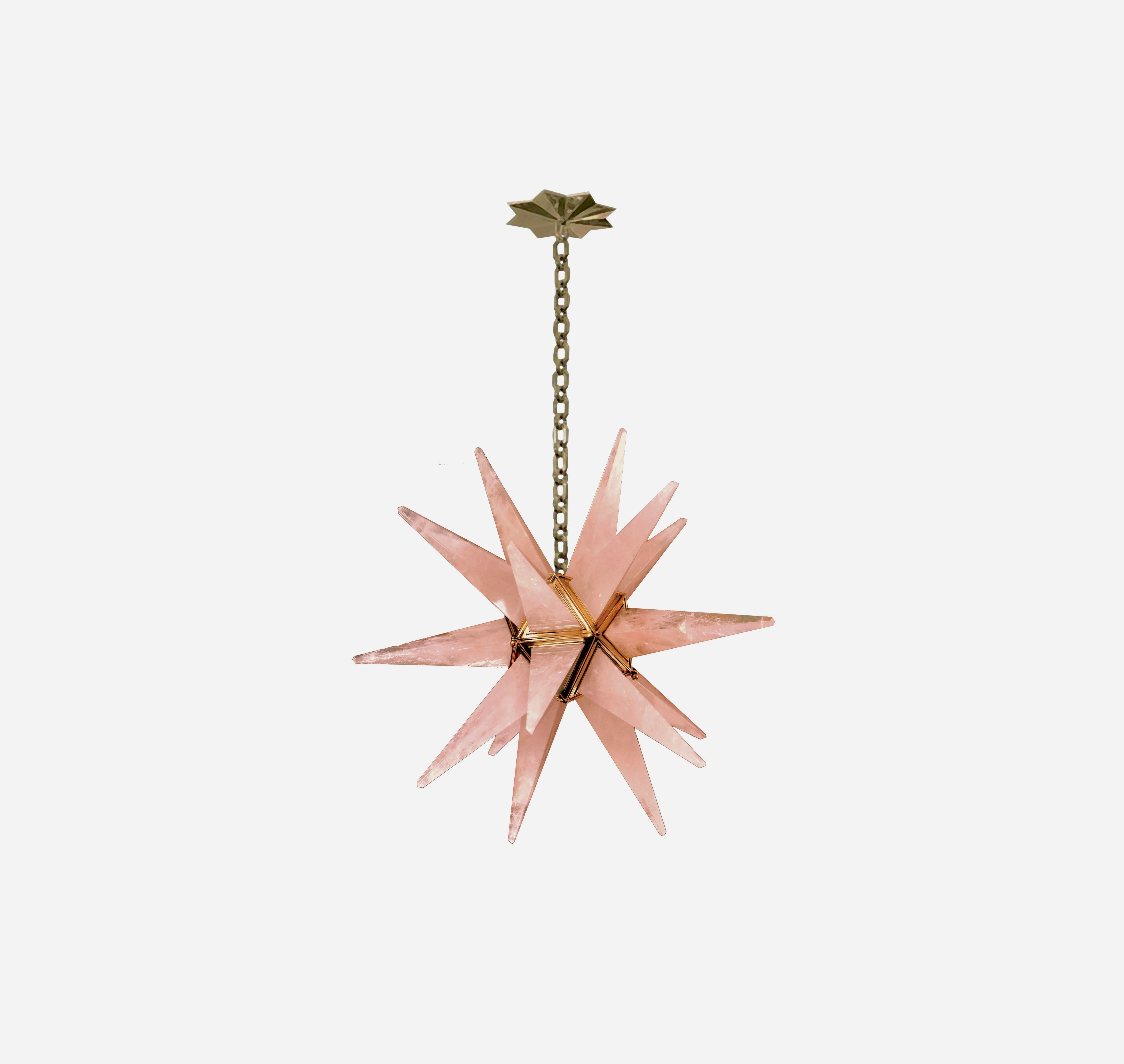 Contemporary STAR25 Pink Rock Crystal Chandelier by Phoenix For Sale