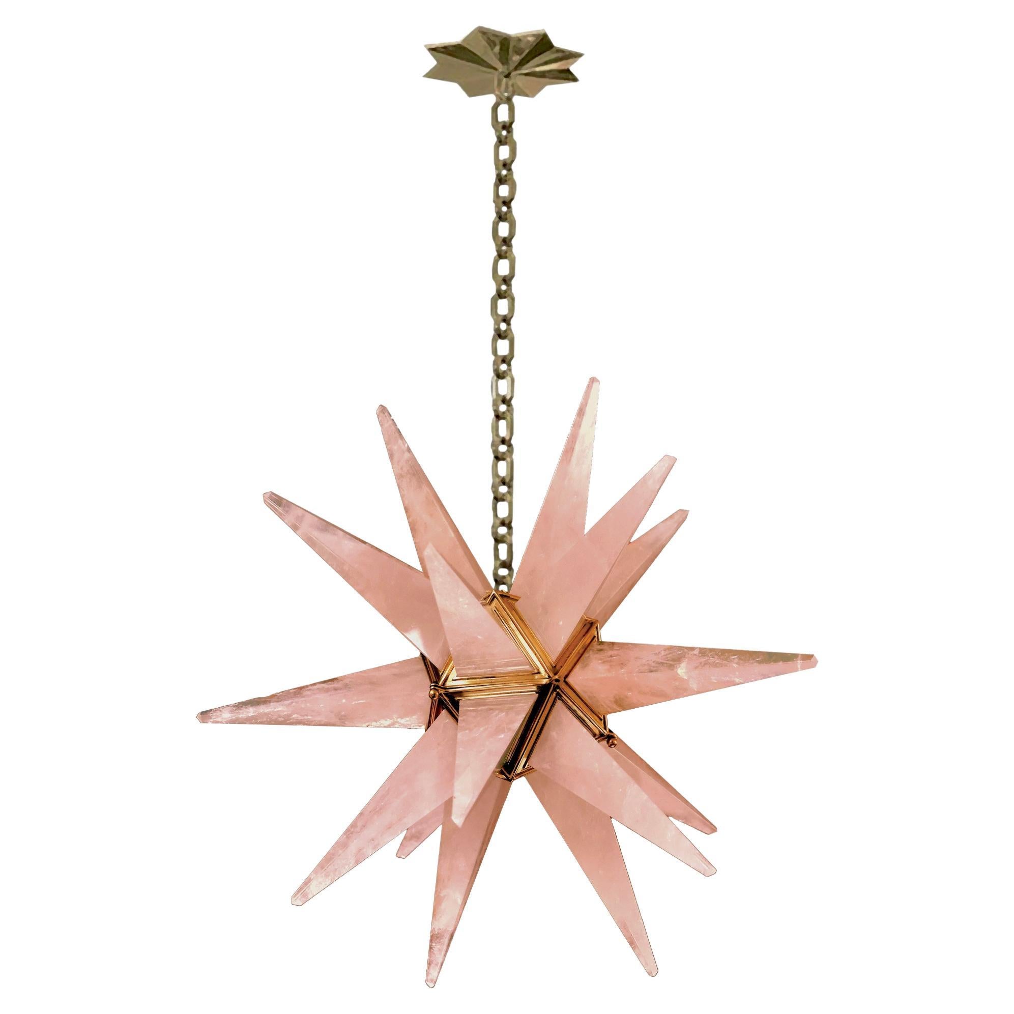 STAR25 Pink Rock Crystal Chandelier by Phoenix For Sale